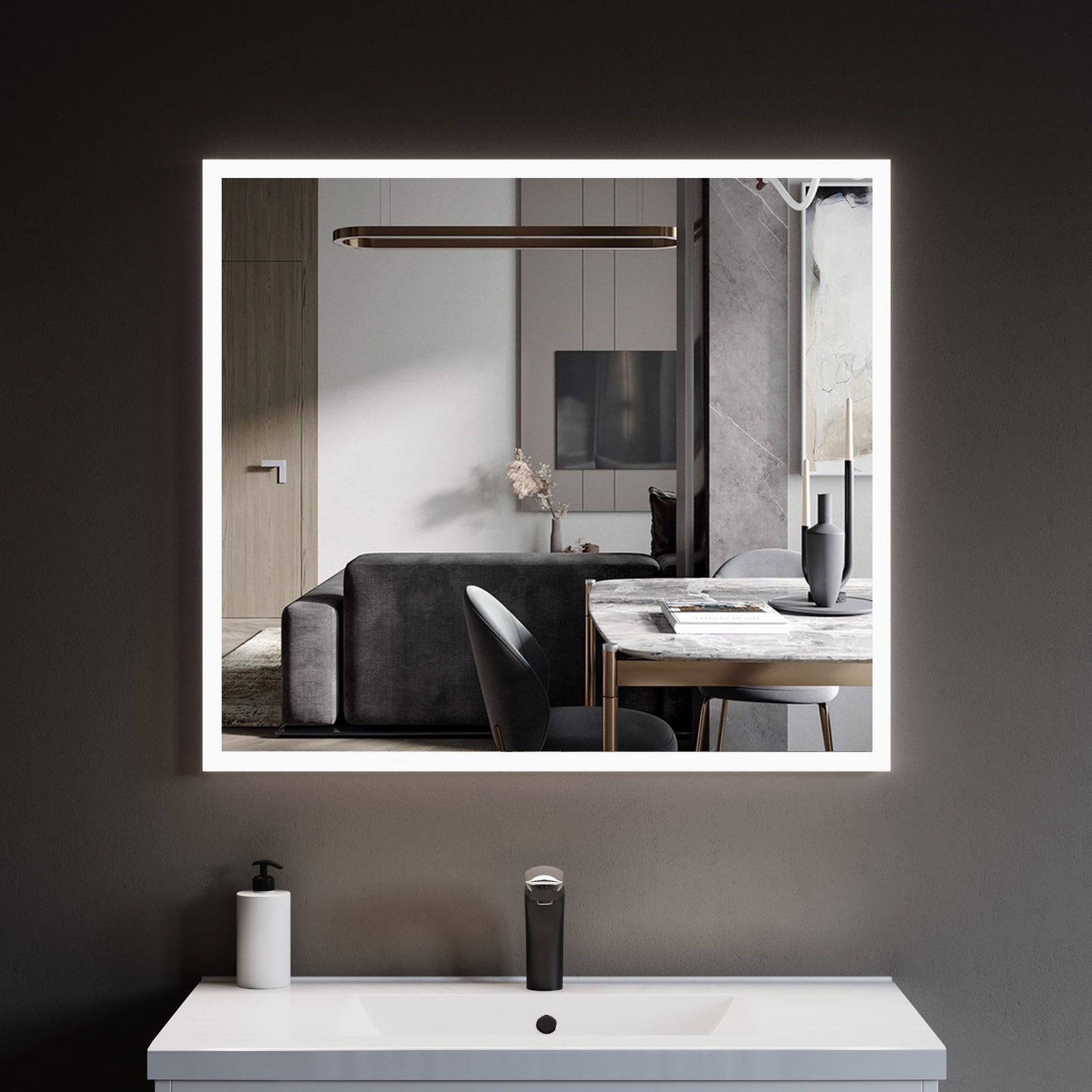 Dowell Framelit LED Bathroom Mirror- 5011 Series, Wall-Mounted Vanity Mirror, Modern Sleek Frameless Design, Energy-Efficient LED Lighting