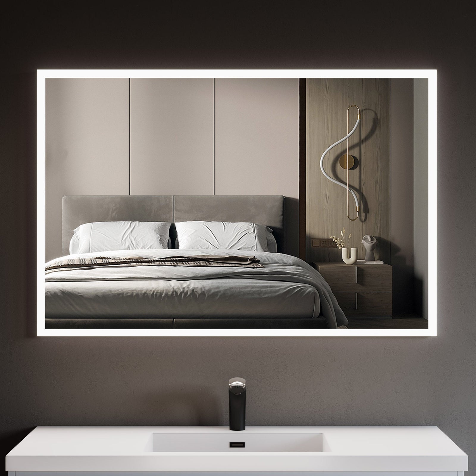 Dowell Framelit LED Bathroom Mirror- 5011 Series, Wall-Mounted Vanity Mirror, Modern Sleek Frameless Design, Energy-Efficient LED Lighting