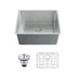 Dowell 20" L x 15" W Handcrafted Undermount Kitchen Sink 16 Gauge Stainless Steel 10" Depth Single Bowl With Grid Strainer