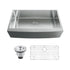 Dowell 35-7/8" L x 20-3/4" W Handcrafted Apron-Front Farmhouse Undermount Kitchen Sink 16 Gauge Stainless Steel 10" Depth Single Bowl With Grid Strainer