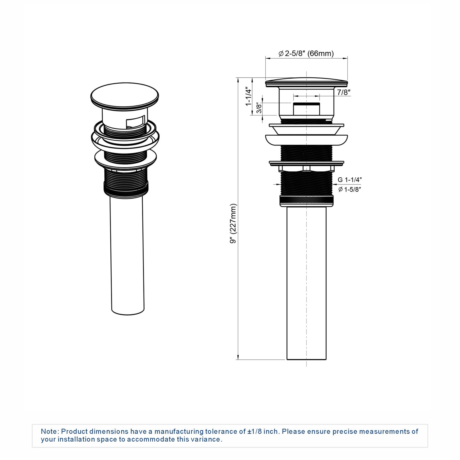 Dowell Pop Up Drain Stopper With/Without Overflow for Bathroom Vanity/Vessel Sink - 6011 07/08 Series