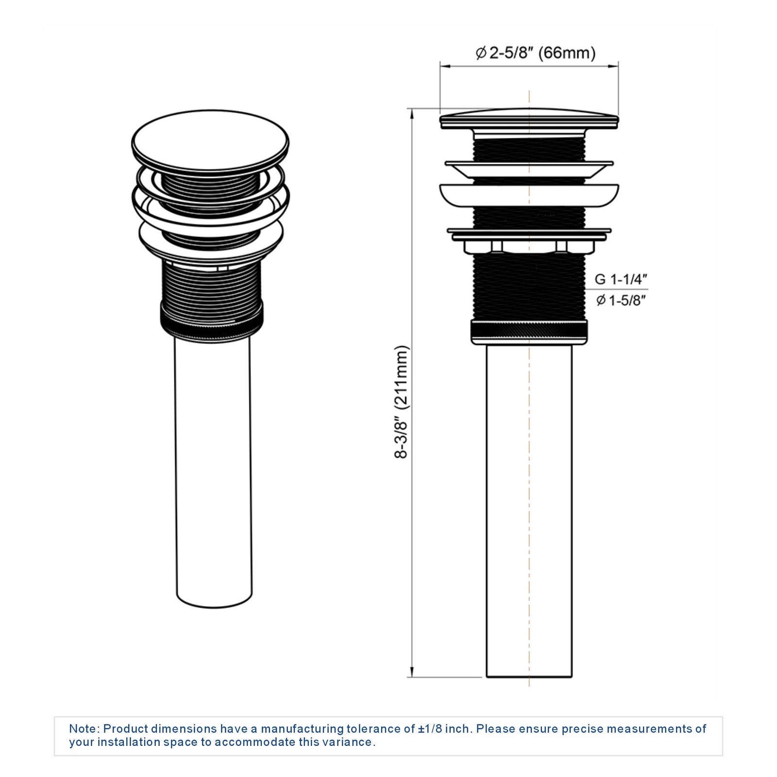 Dowell Pop Up Drain Stopper With/Without Overflow for Bathroom Vanity/Vessel Sink - 6011 07/08 Series