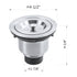 Dowell 4-1/2" dia. Kitchen Sink Drain Assembly with Strainer Basket and Stopper - Stainless Steel - 6011 Series