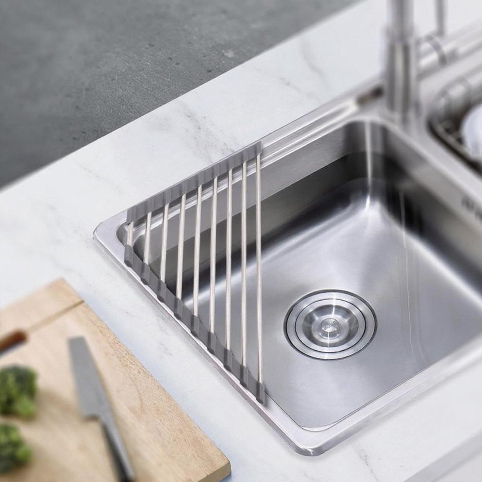 Dowell Over the Sink Roll-Up Dish Drying Rack, High-Quality, Foldable Tube Design, Space Saving Sink Organizer, Sturdy, Easy to Clean, Stylish Look