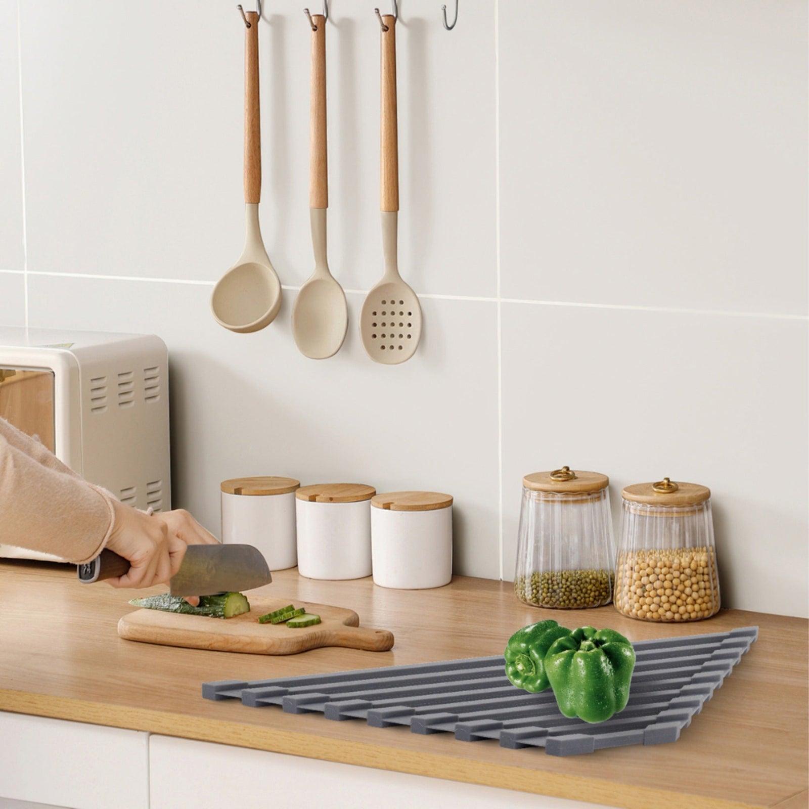 Dowell Over the Sink Roll-Up Dish Drying Rack, High-Quality, Foldable Tube Design, Space Saving Sink Organizer, Sturdy, Easy to Clean, Stylish Look