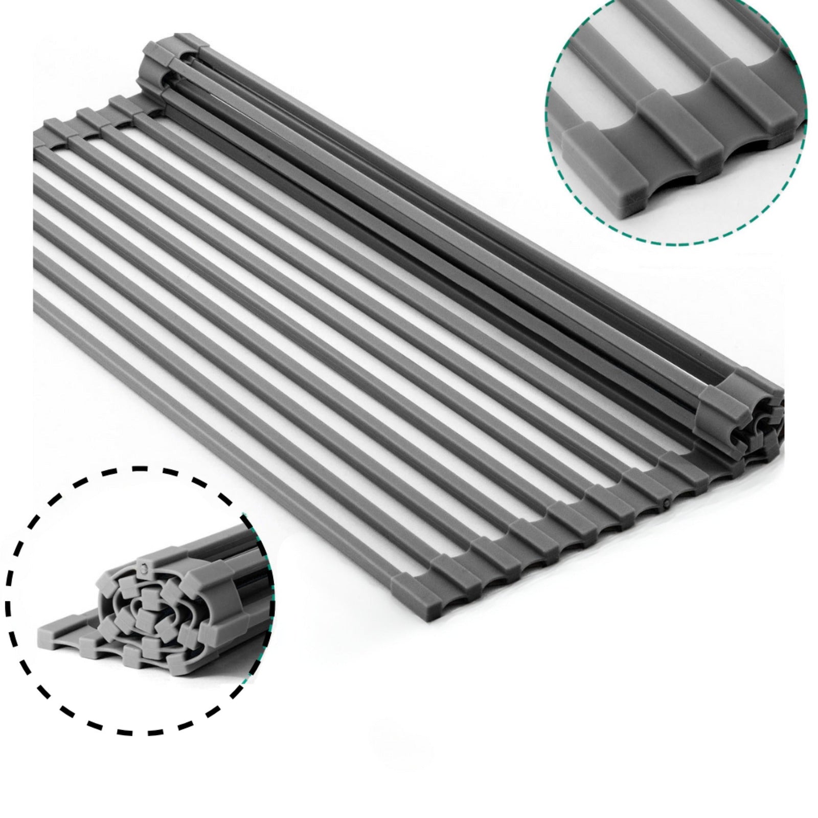 Dowell Over the Sink Roll-Up Dish Drying Rack, High-Quality, Foldable Tube Design, Space Saving Sink Organizer, Sturdy, Easy to Clean, Stylish Look