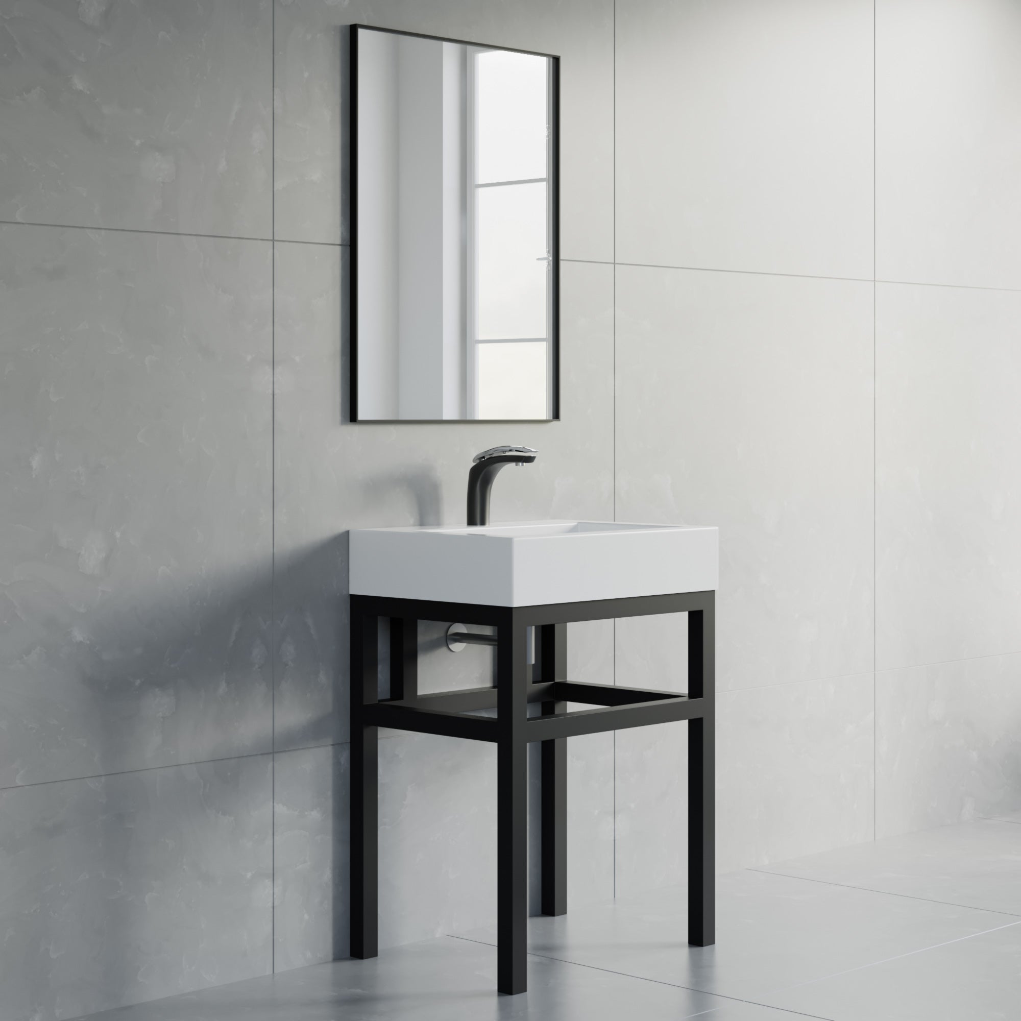 Dowell 24" Bathroom Basin Stand Black Pedestal - 7003 Series