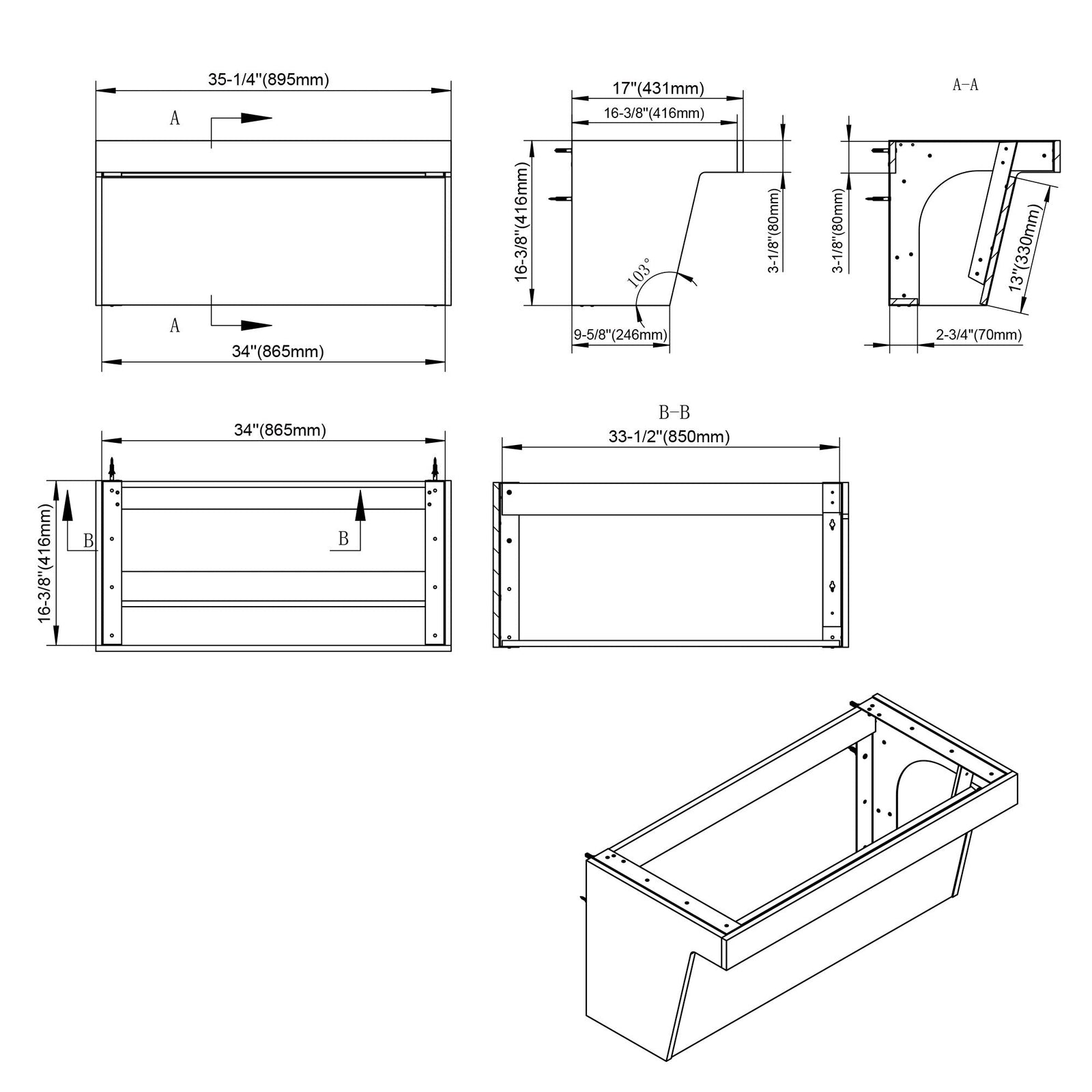 ADA Wall-Mounted Vanity Kit - Style 4