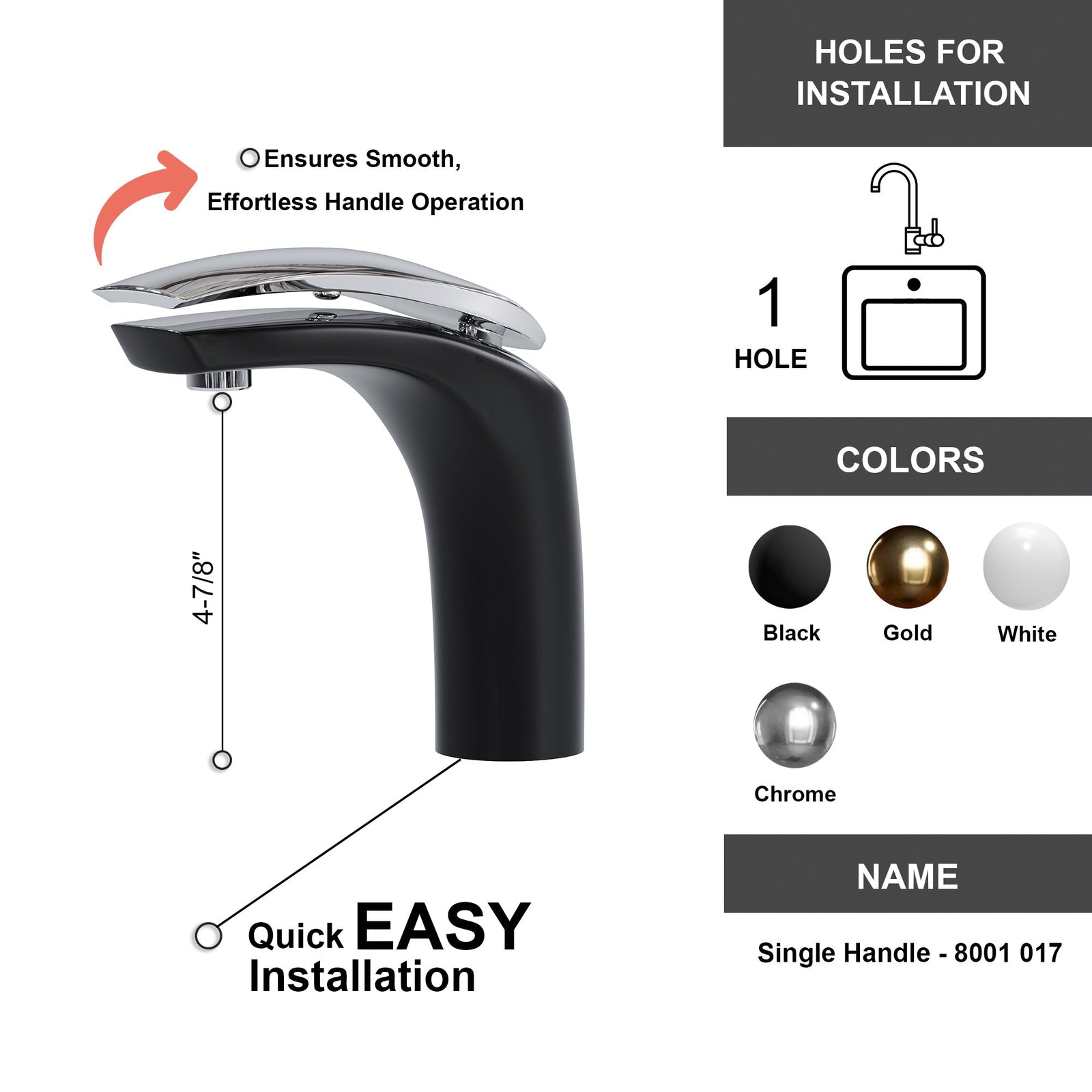 Dowell Bathroom Sink Faucet - Low Spout, Single Handle, Single Hole - 8001 017 Series