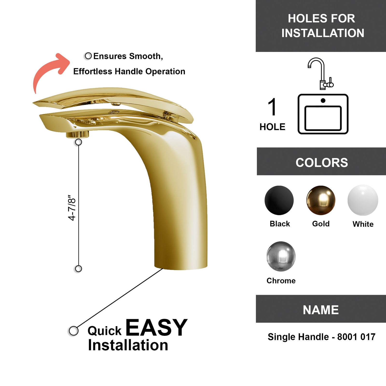 Dowell Bathroom Sink Faucet - Low Spout, Single Handle, Single Hole - 8001 017 Series