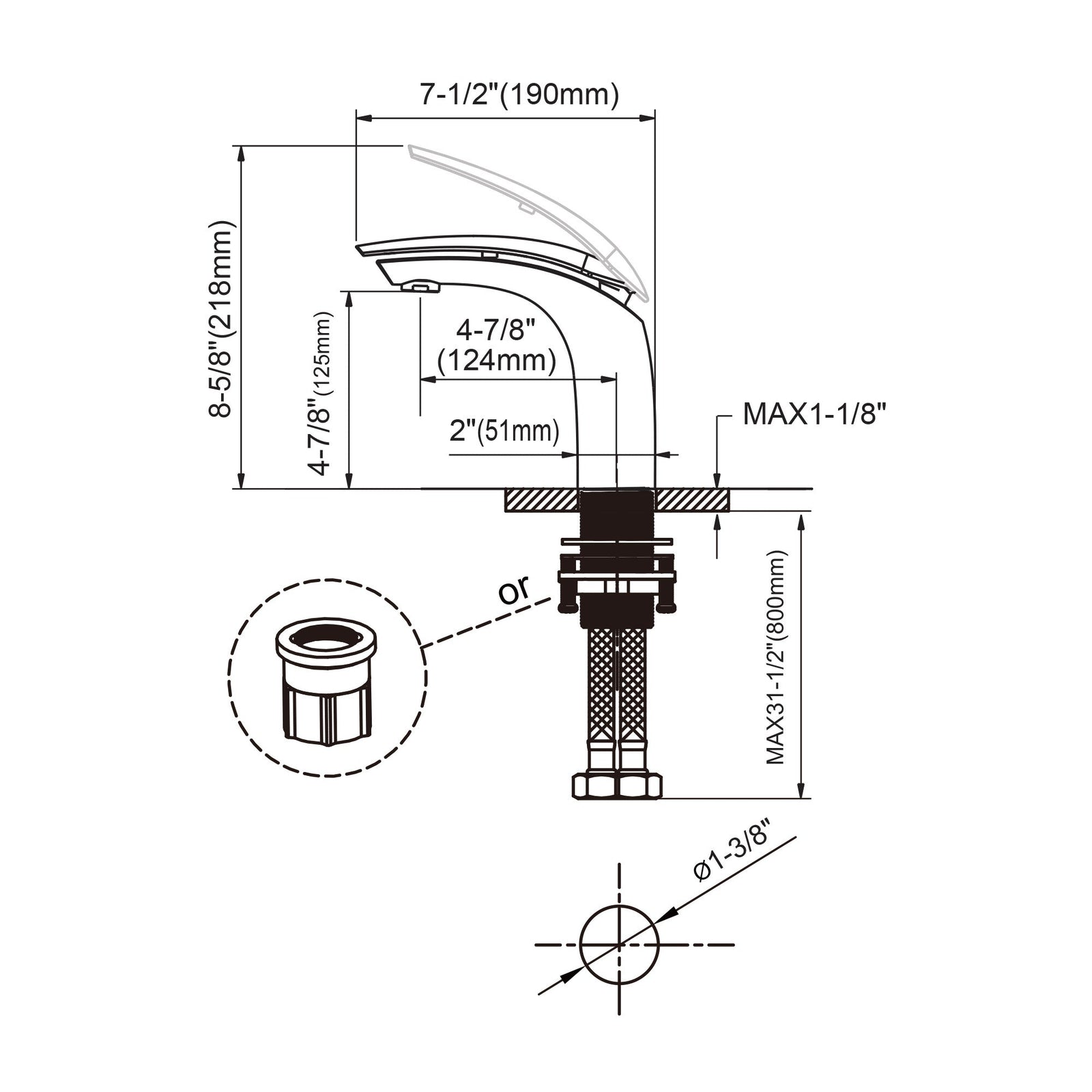 Dowell Bathroom Sink Faucet - Low Spout, Single Handle, Single Hole - 8001 017 Series