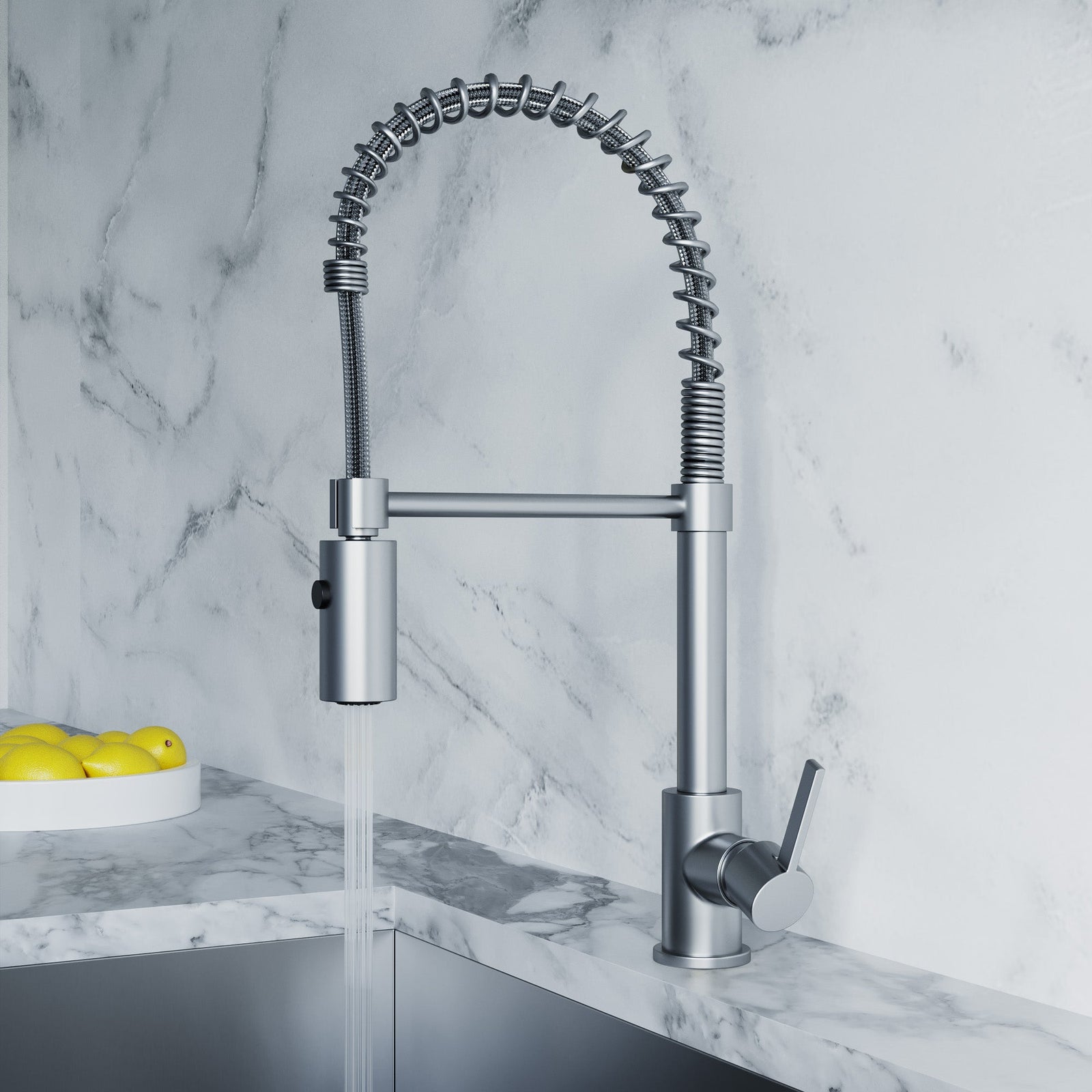 Dowell Kitchen Sink Faucet - 8002 006 Series - High Arc, Pull-Down Sprayer,  Single Handle, Single Hole