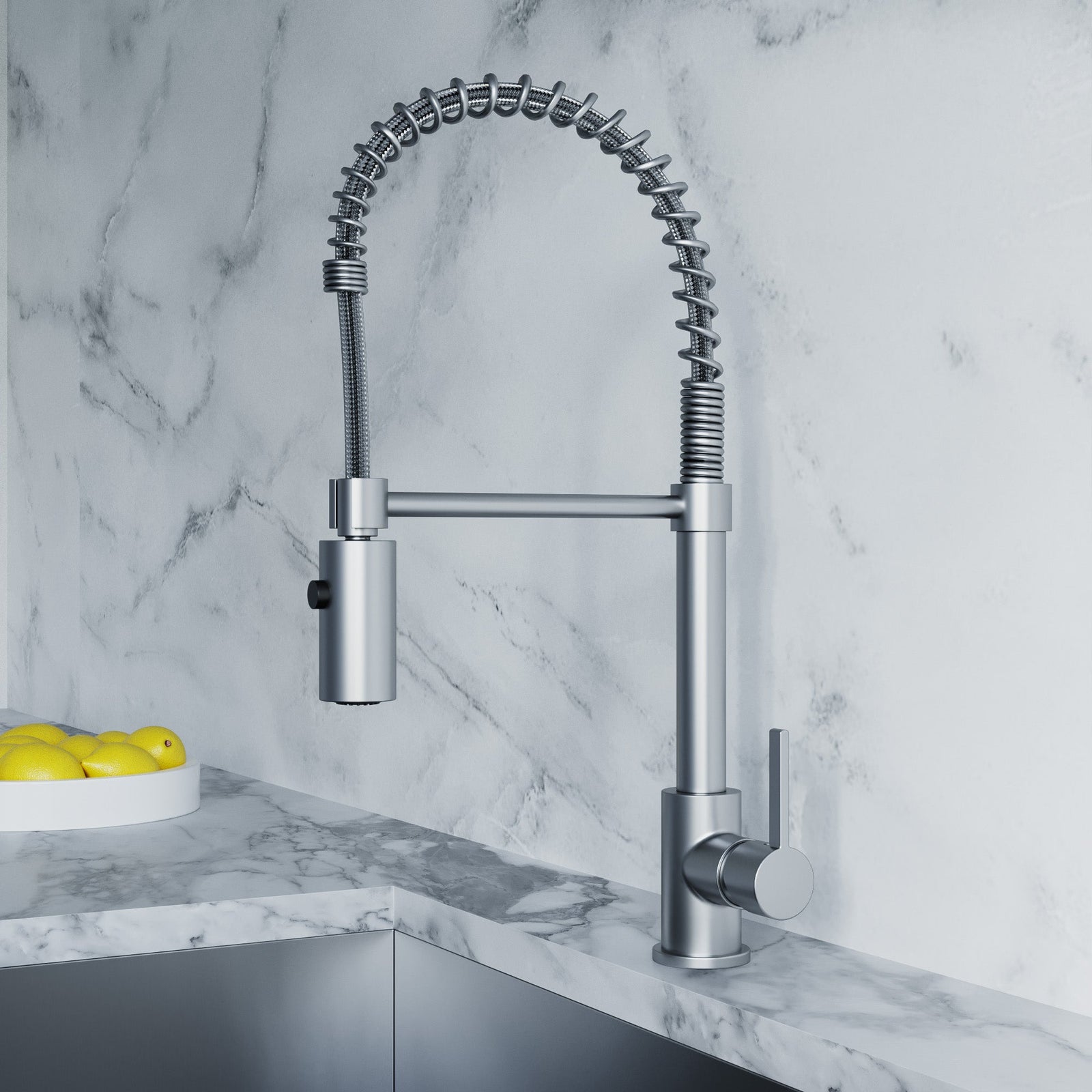 Dowell Kitchen Sink Faucet - 8002 006 Series - High Arc, Pull-Down Sprayer,  Single Handle, Single Hole
