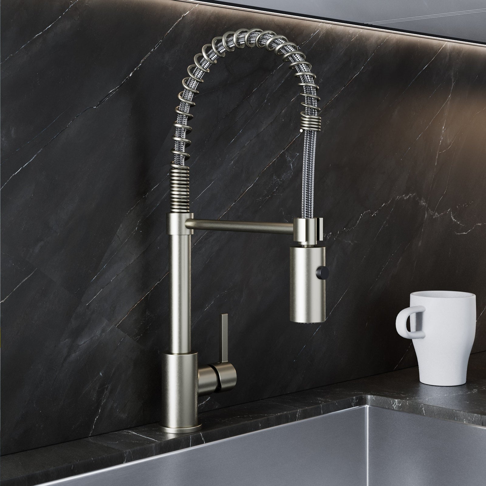 Dowell Kitchen Sink Faucet - 8002 006 Series - High Arc, Pull-Down Sprayer,  Single Handle, Single Hole