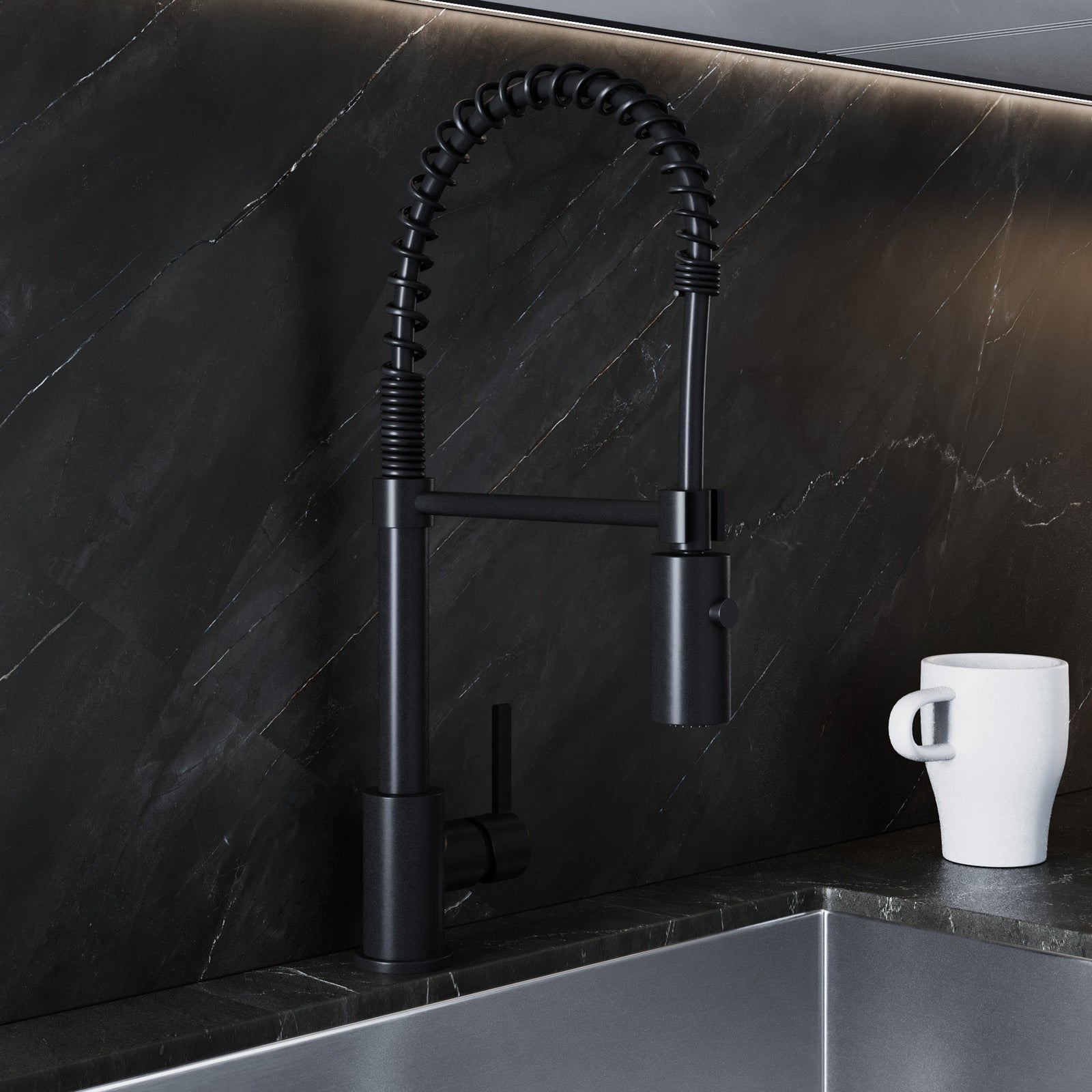 Dowell Kitchen Sink Faucet - 8002 006 Series - High Arc, Pull-Down Sprayer,  Single Handle, Single Hole