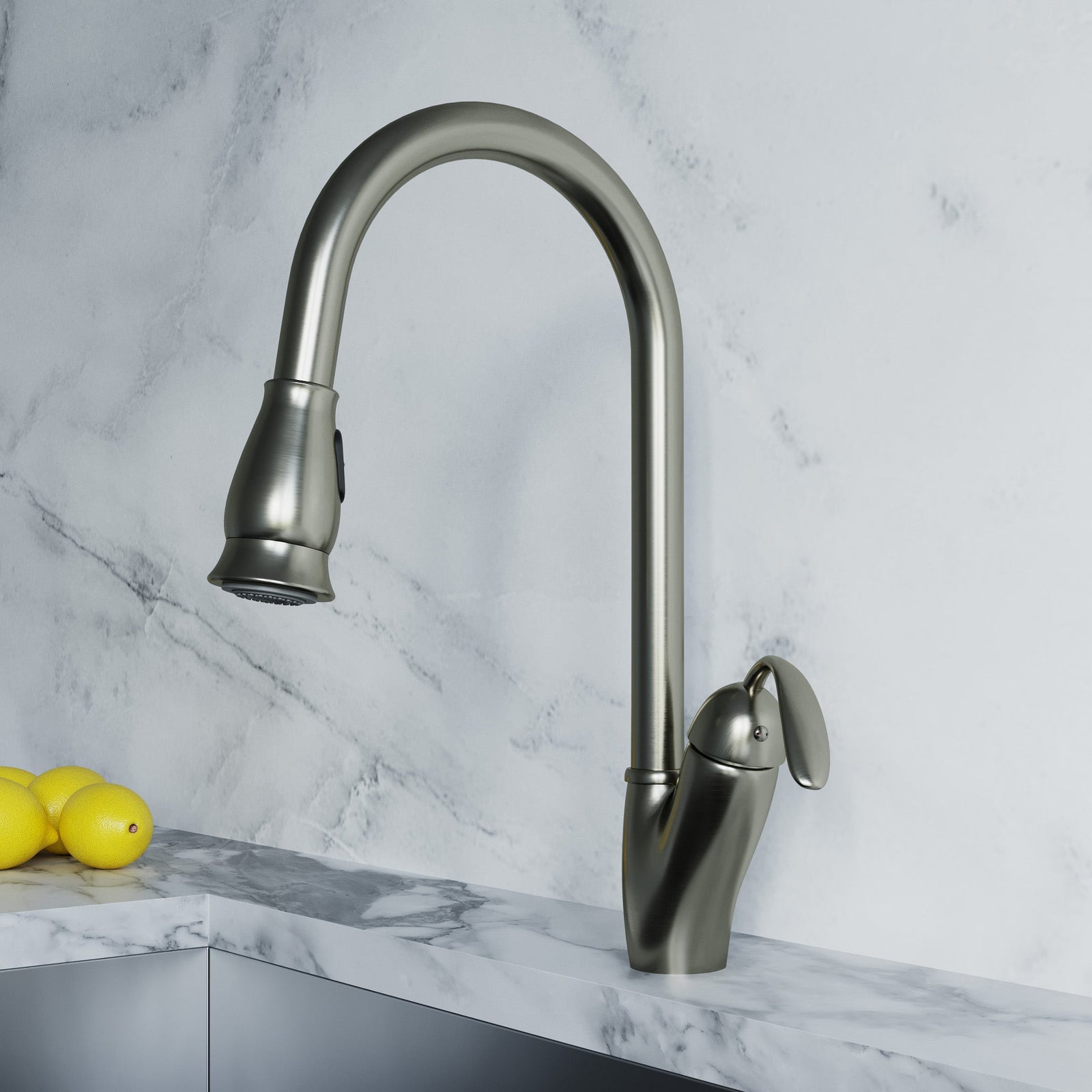 Dowell Kitchen Sink Faucet - 8002 011  Series - High Arc, Pull-Down Sprayer, Single Handle, Single Hole