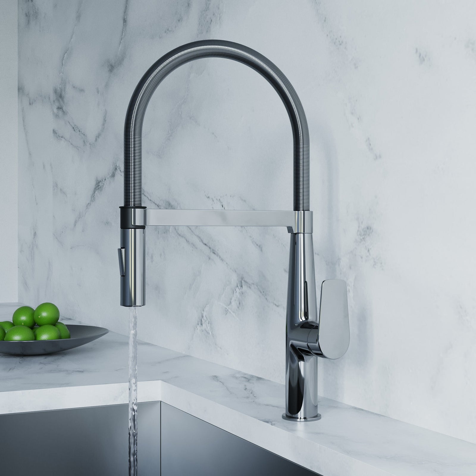 Dowell Kitchen Sink Faucet - 8002 016 Series - High Arc, Pull-Down Sprayer, Single Handle, Single Hole