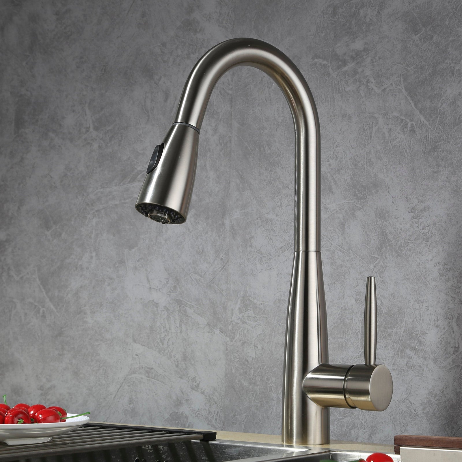 Dowell Kitchen Sink Faucet - 8002 005 Series - High Arc, Pull-Down Sprayer, Single Handle, Single Hole