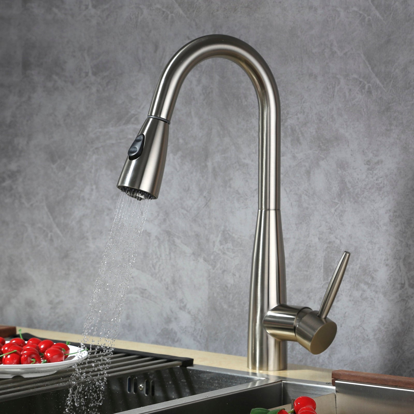 Dowell Kitchen Sink Faucet - 8002 005 Series - High Arc, Pull-Down Sprayer, Single Handle, Single Hole