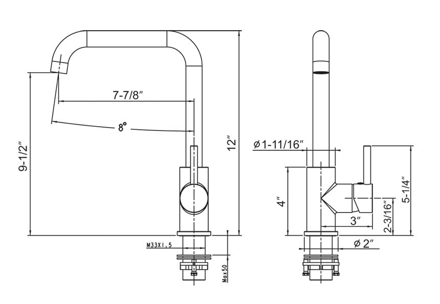 Dowell Kitchen Sink Faucet - One Handle, Single Hole, High Arc - 8002 008 Series