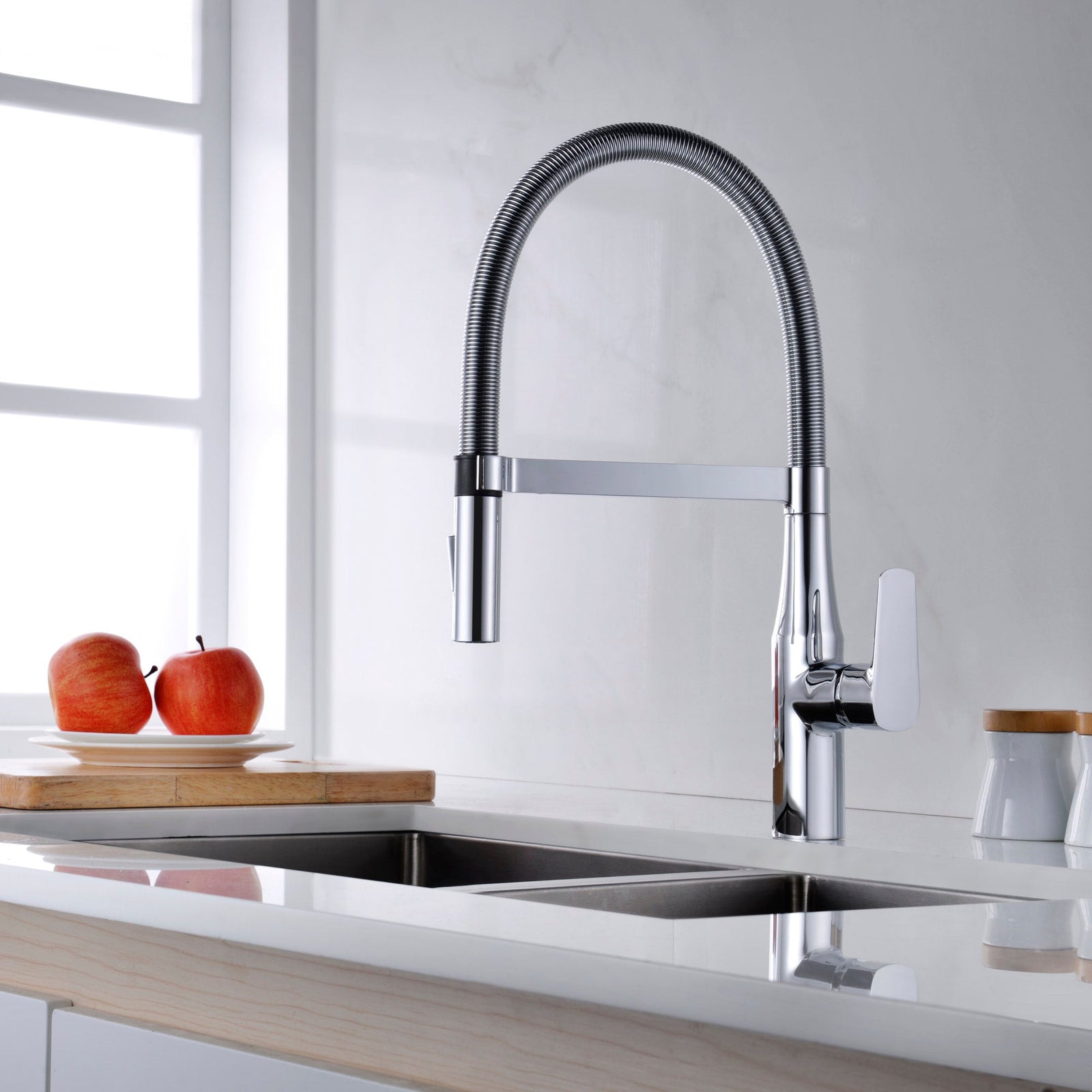 Dowell Kitchen Sink Faucet - 8002 016 Series - High Arc, Pull-Down Sprayer, Single Handle, Single Hole
