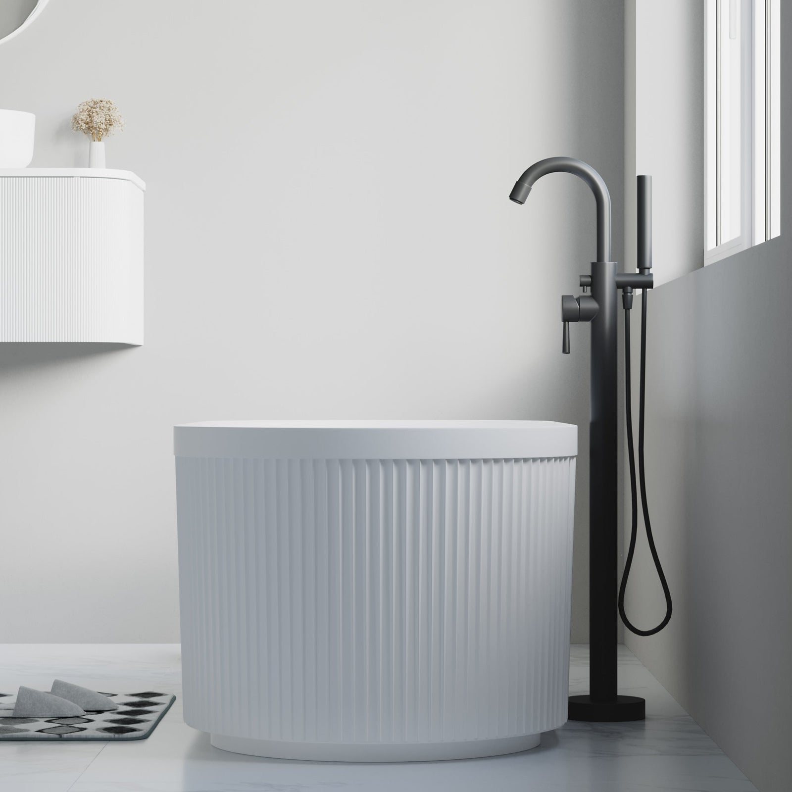 Dowell Freestanding Bathtub Faucet - 8003 001 Series, Floor Mounted Brass Bathroom Tub Faucets with Hand Shower