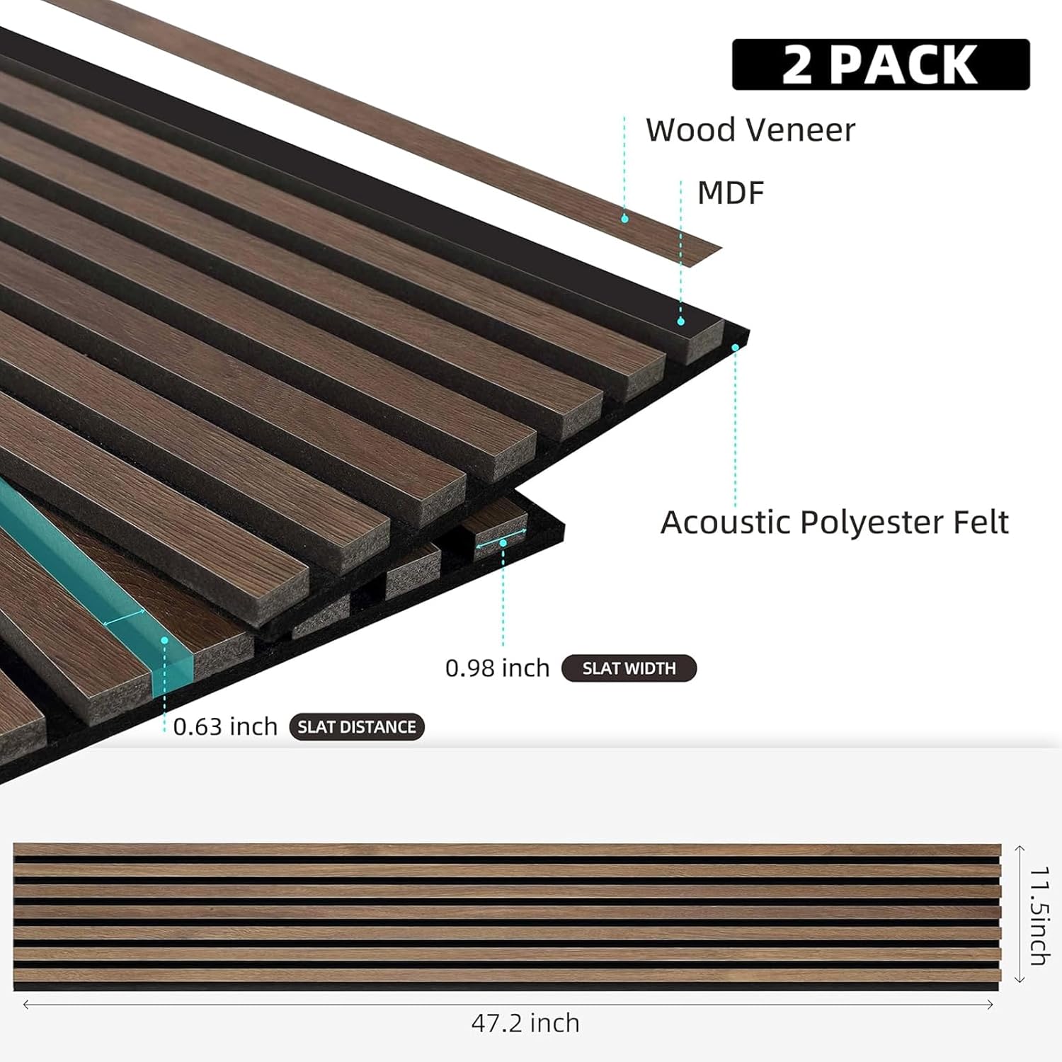 Dowell 3D Slat Wall Panels,Fluted Panels for Wall,Wall Decor Panels Noise Reduction, 48