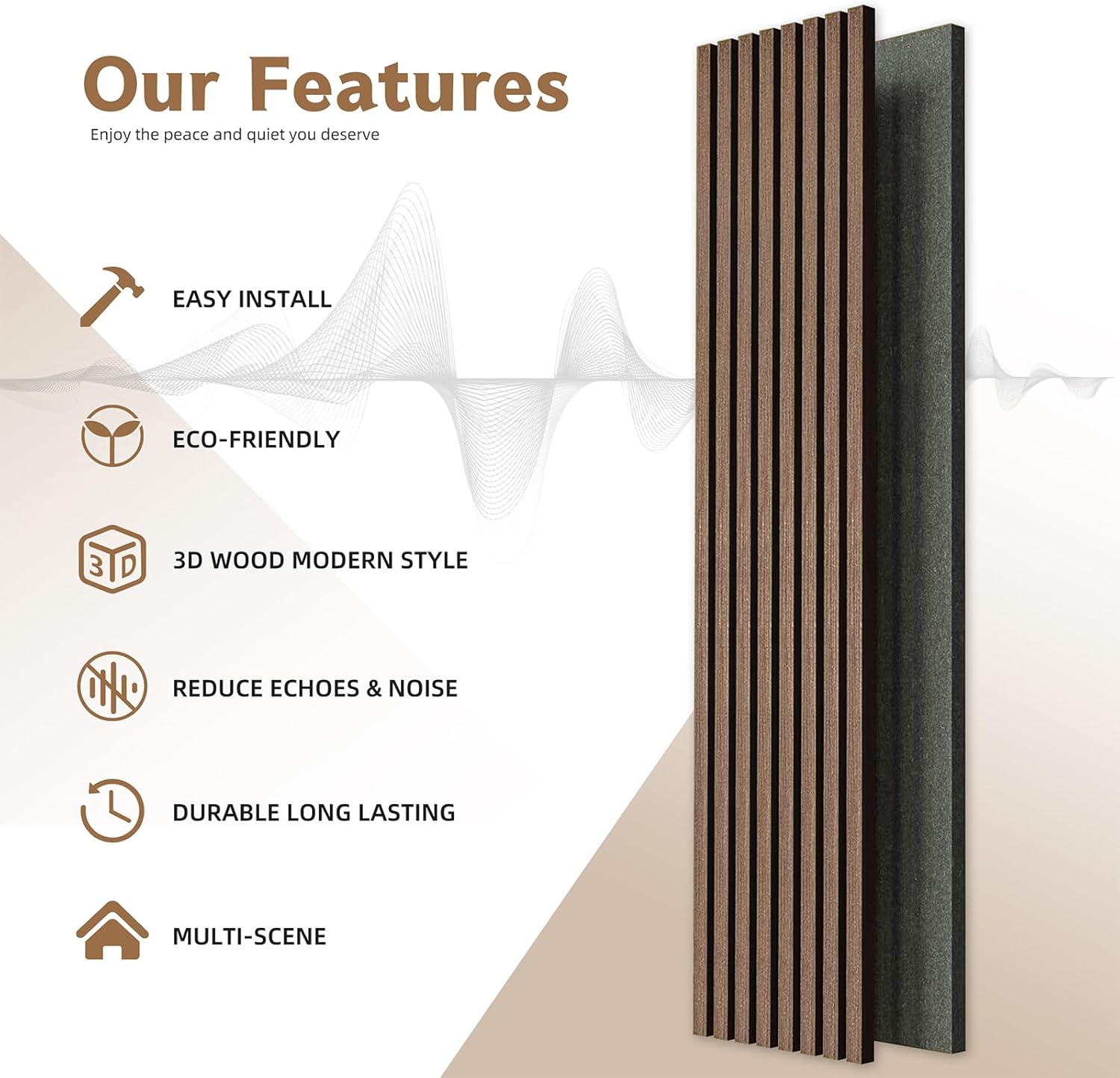 Dowell 3D Slat Wall Panels,Fluted Panels for Wall,Wall Decor Panels Noise Reduction, 48