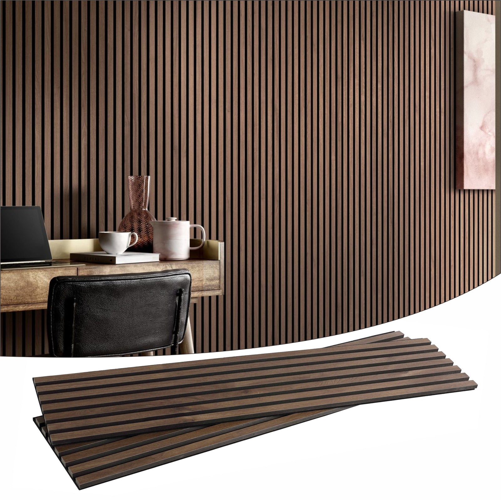 Dowell 3D Slat Wall Panels,Fluted Panels for Wall,Wall Decor Panels Noise Reduction, 48