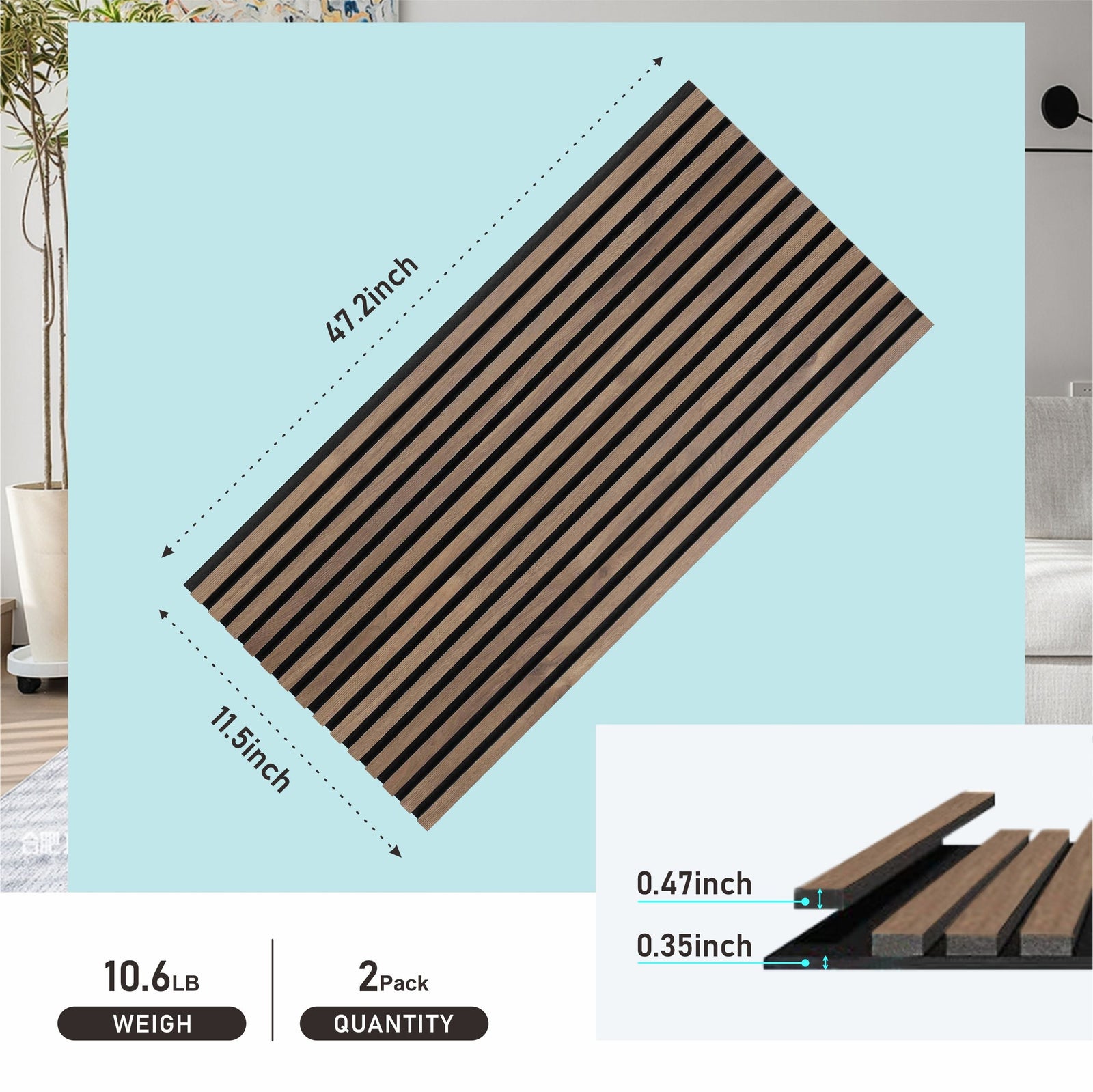 Dowell 3D Slat Wall Panels,Fluted Panels for Wall,Wall Decor Panels Noise Reduction, 48
