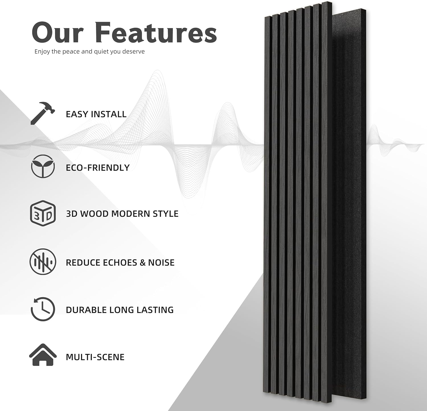 Dowell 3D Slat Wall Panels,Fluted Panels for Wall,Wall Decor Panels Noise Reduction, 48