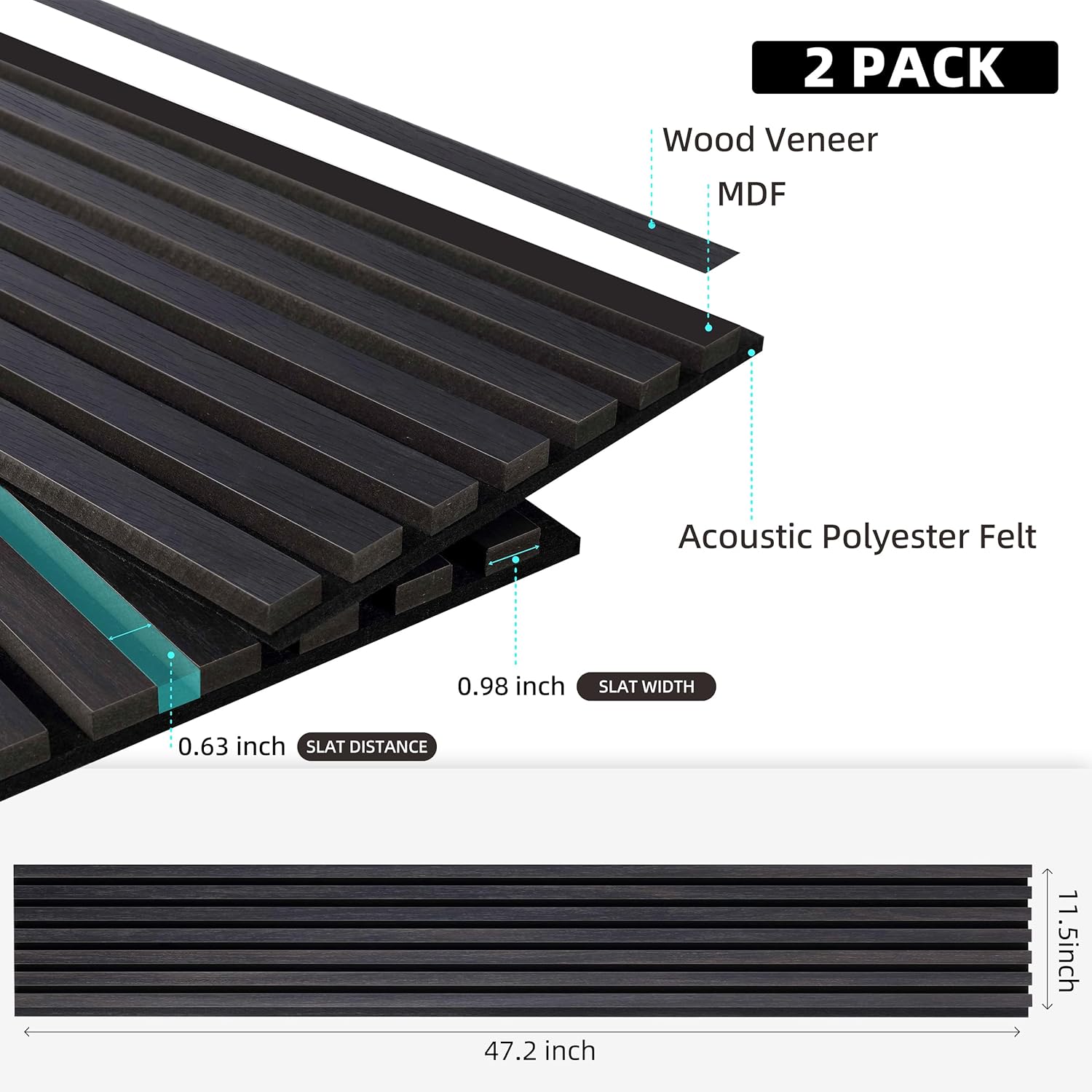 Dowell 3D Slat Wall Panels,Fluted Panels for Wall,Wall Decor Panels Noise Reduction, 48