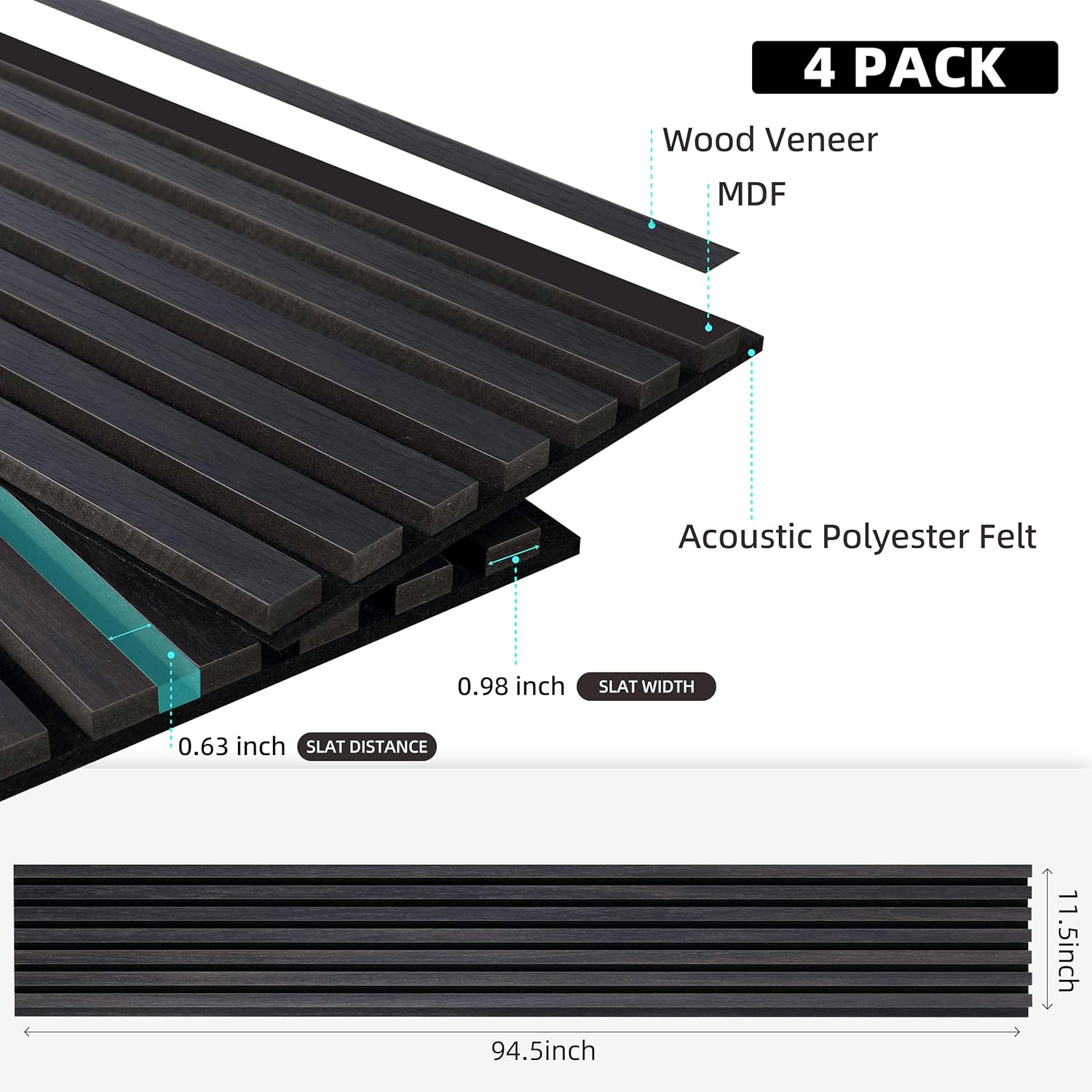 Dowell 3D Slat Wall Panels,Fluted Panels for Wall,Wall Decor Panels Noise Reduction, 48