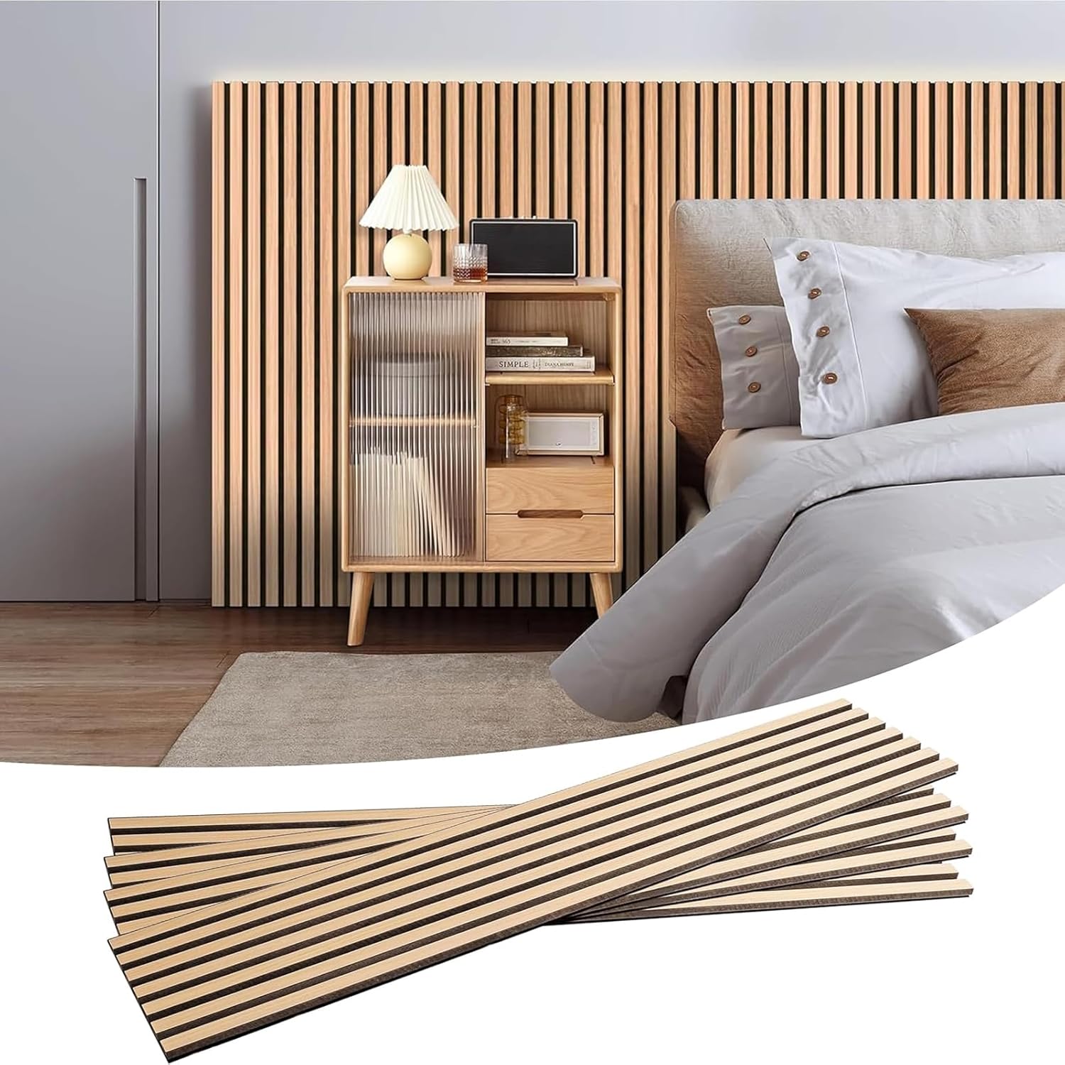 Dowell 3D Slat Wall Panels,Fluted Panels for Wall,Wall Decor Panels Noise Reduction, 48