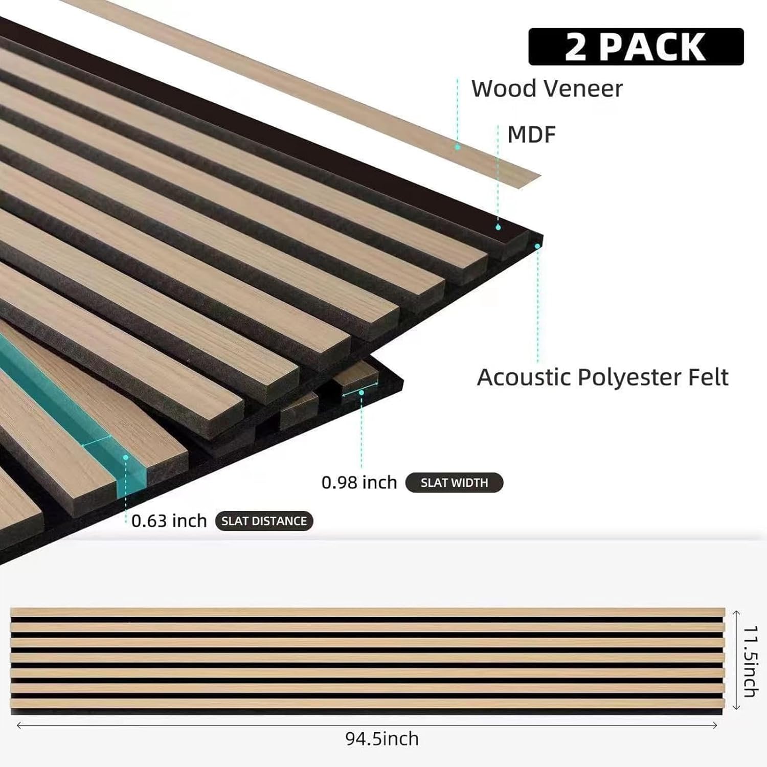 Dowell 3D Slat Wall Panels,Fluted Panels for Wall,Wall Decor Panels Noise Reduction, 48