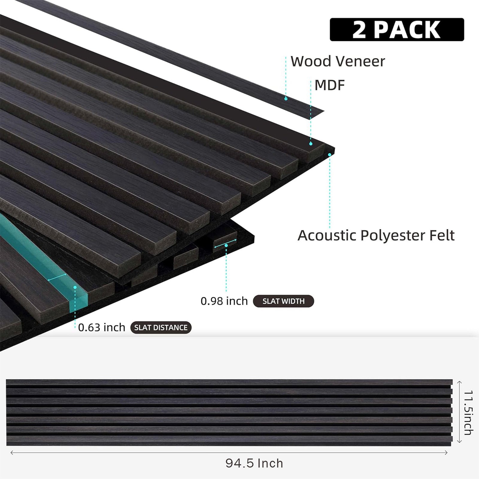 Dowell 3D Slat Wall Panels,Fluted Panels for Wall,Wall Decor Panels Noise Reduction, 95