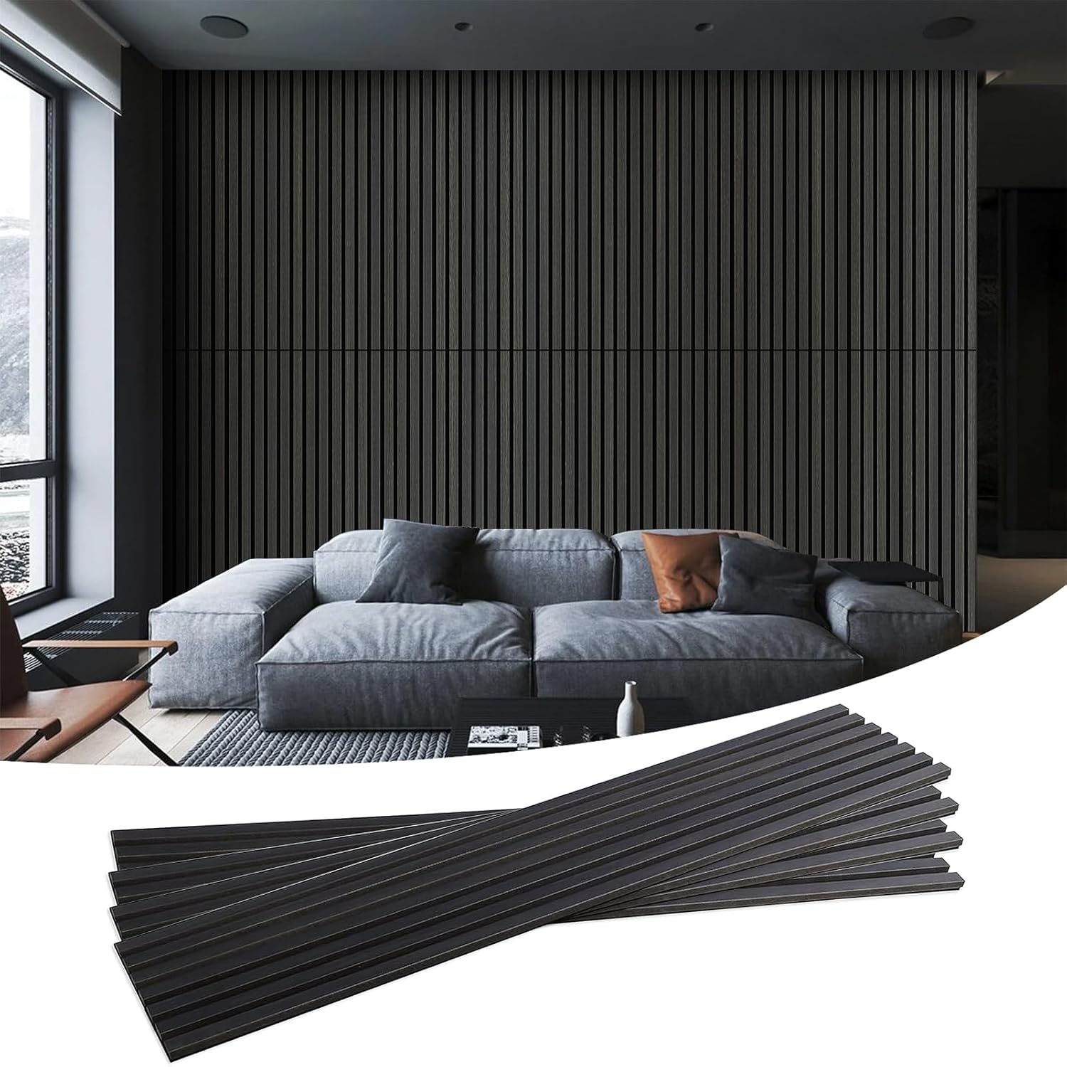 Dowell 3D Slat Wall Panels,Fluted Panels for Wall,Wall Decor Panels Noise Reduction, 95