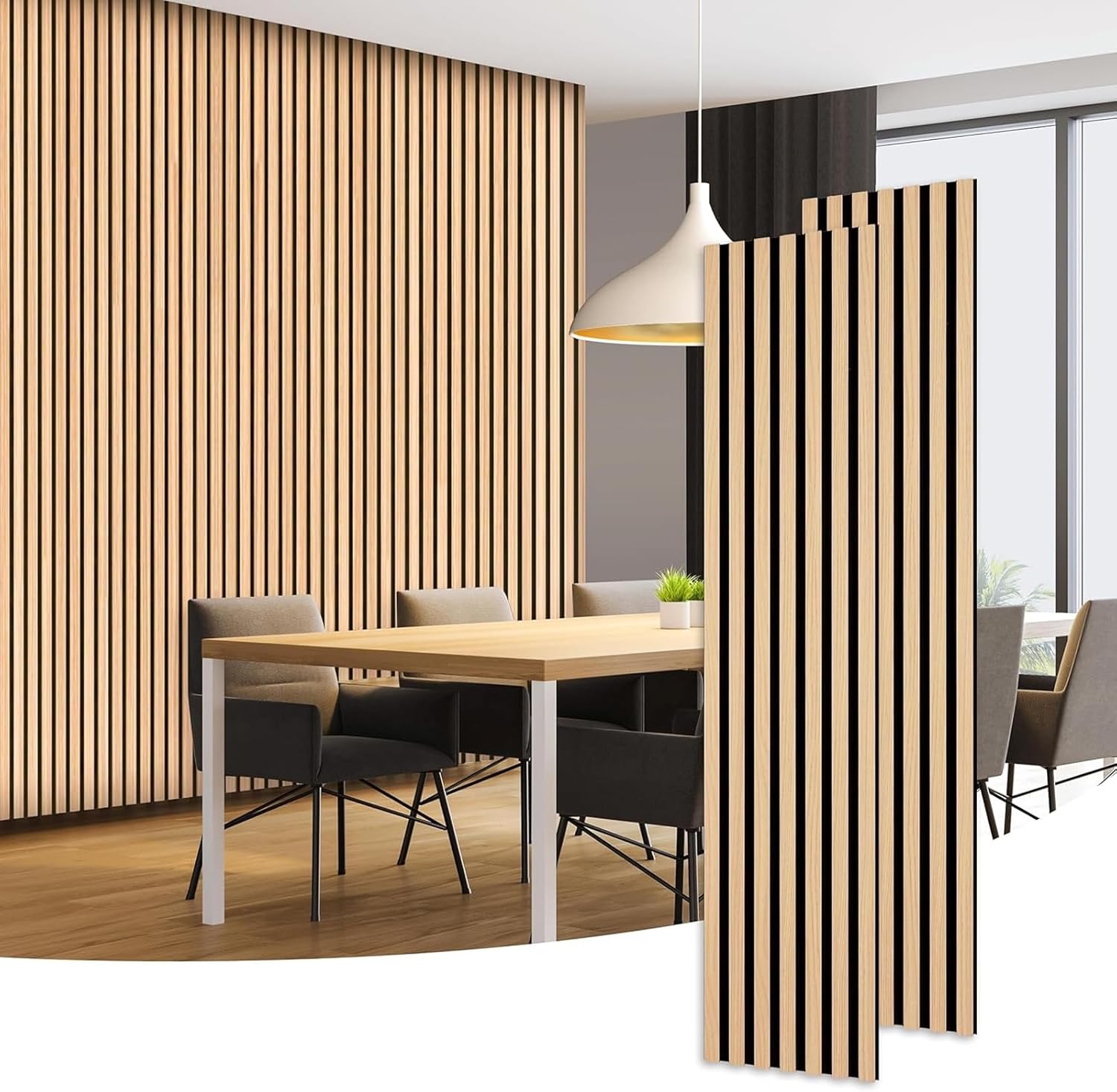 Dowell 3D Slat Wall Panels,Fluted Panels for Wall,Wall Decor Panels Noise Reduction, 95