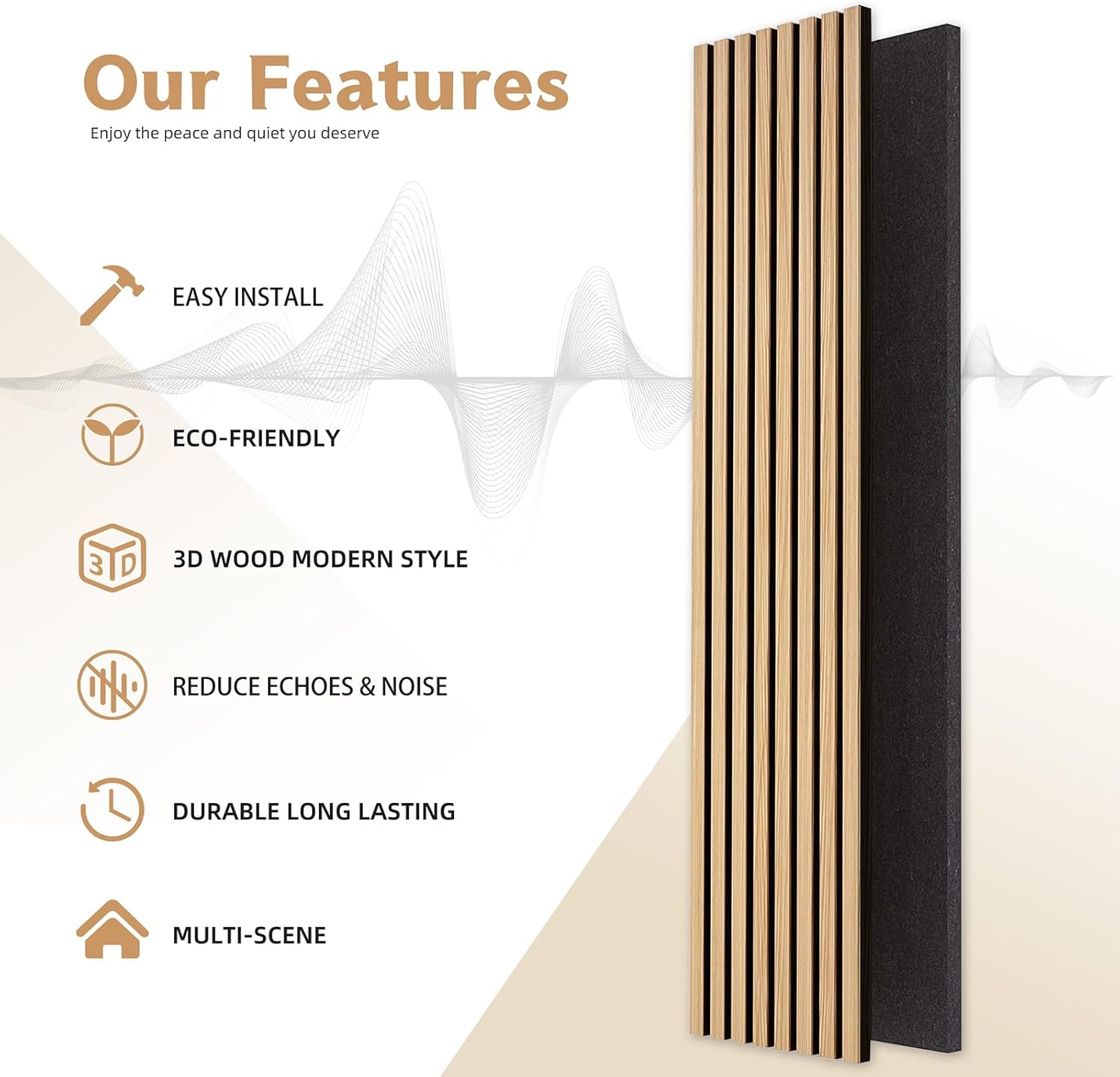 Dowell 3D Slat Wall Panels,Fluted Panels for Wall,Wall Decor Panels Noise Reduction, 95