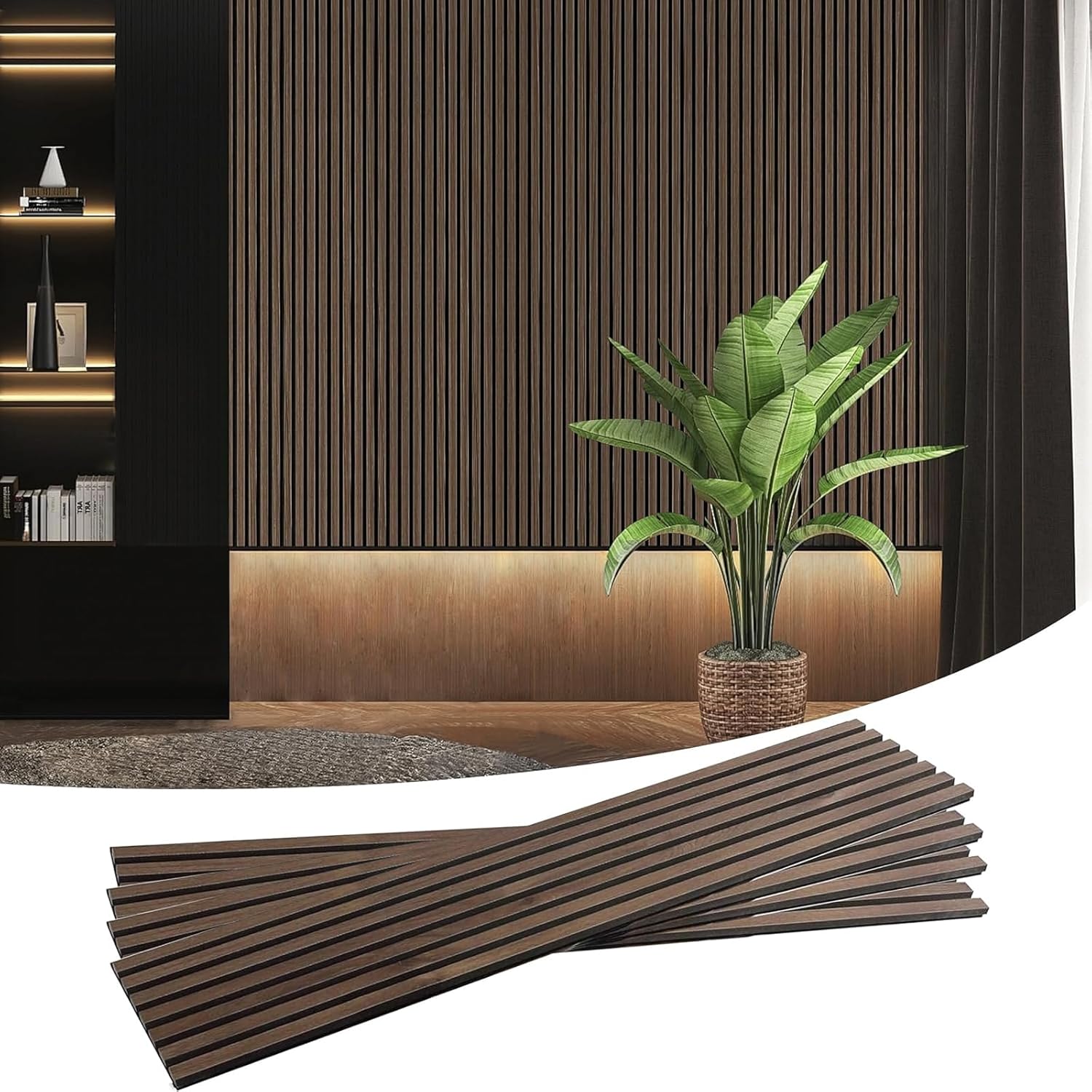 Dowell 3D Slat Wall Panels,Fluted Panels for Wall,Wall Decor Panels Noise Reduction, 95