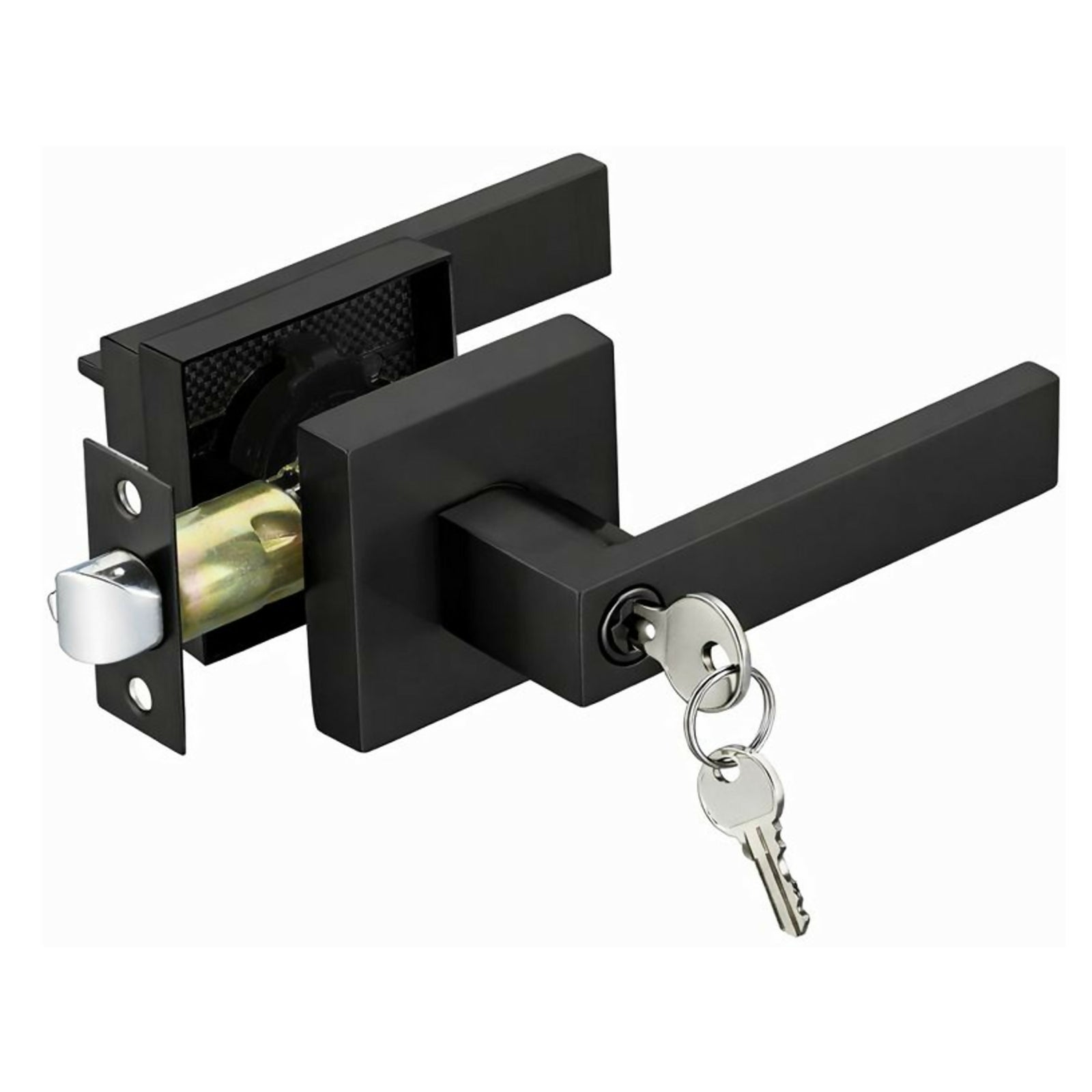 Golder Door Lock,Square Door levers for Bathroom, Bedroom, and Rooms