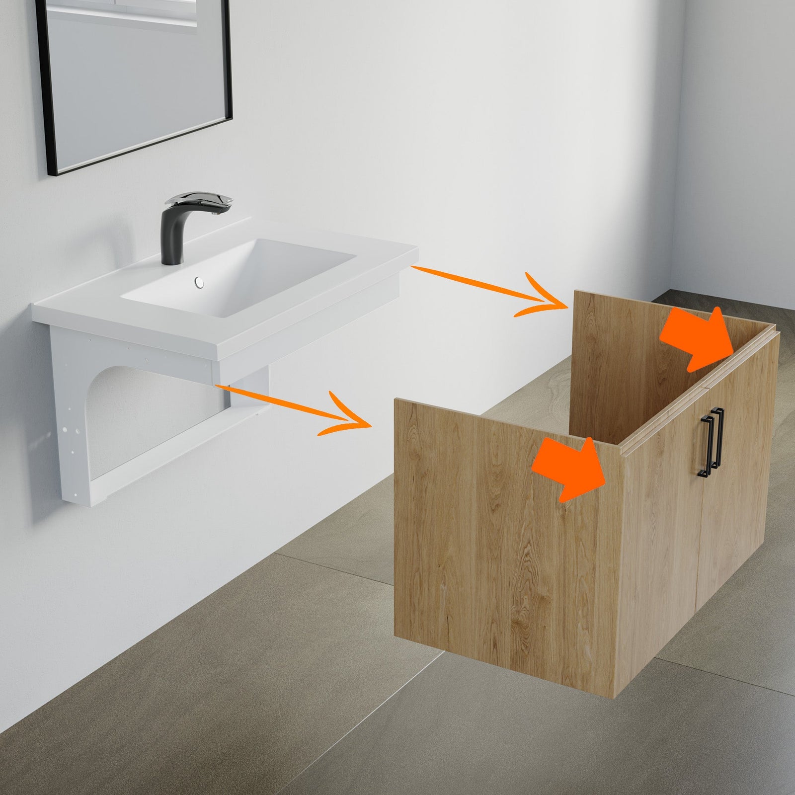 Dowell Universal ADA Vanity Bracket Heavy-Duty Commercial Bracket Floating Medical Support Bracket with/without Arm Metal Brackets Suitable for Restroom Vanities, Shelving Units & Work Desks - 7008 Series