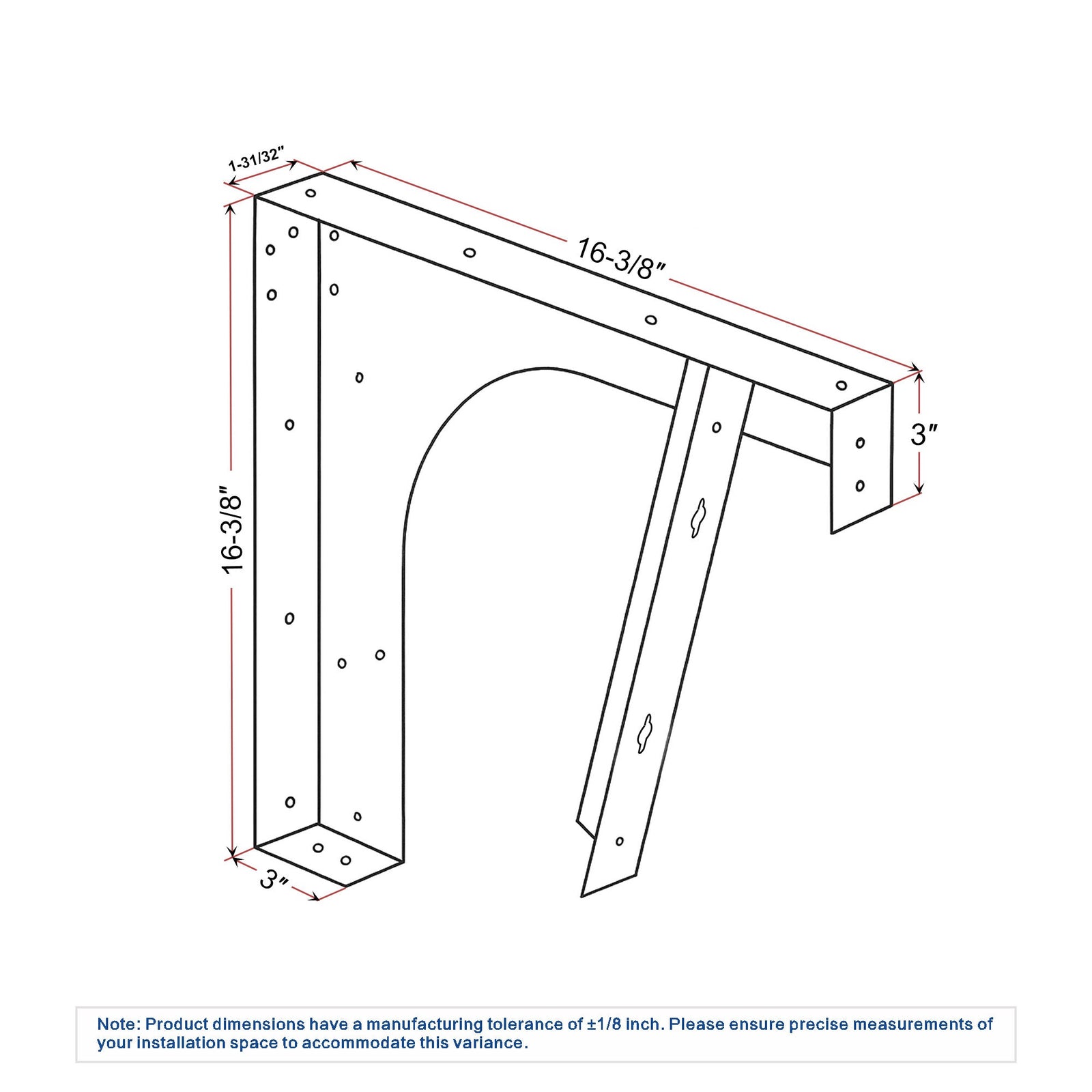 Dowell Universal ADA Vanity Bracket Heavy-Duty Commercial Bracket Floating Medical Support Bracket with/without Arm Metal Brackets Suitable for Restroom Vanities, Shelving Units & Work Desks - 7008 Series