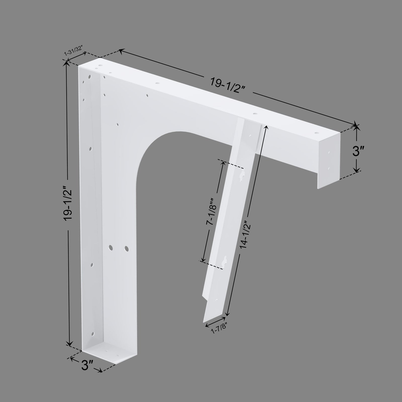 Dowell Universal ADA Vanity Bracket Heavy-Duty Commercial Bracket Floating Medical Support Bracket with/without Arm Metal Brackets Suitable for Restroom Vanities, Shelving Units & Work Desks - 7008 Series