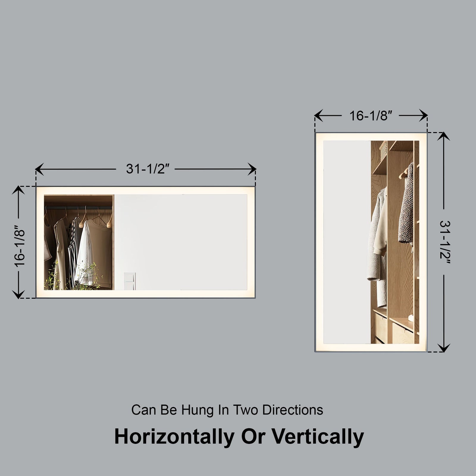 Dowell LED Wall Mirror with Black Aluminum Frame - Bathroom, Living Room, Bedroom, Lobby - 5005 Series