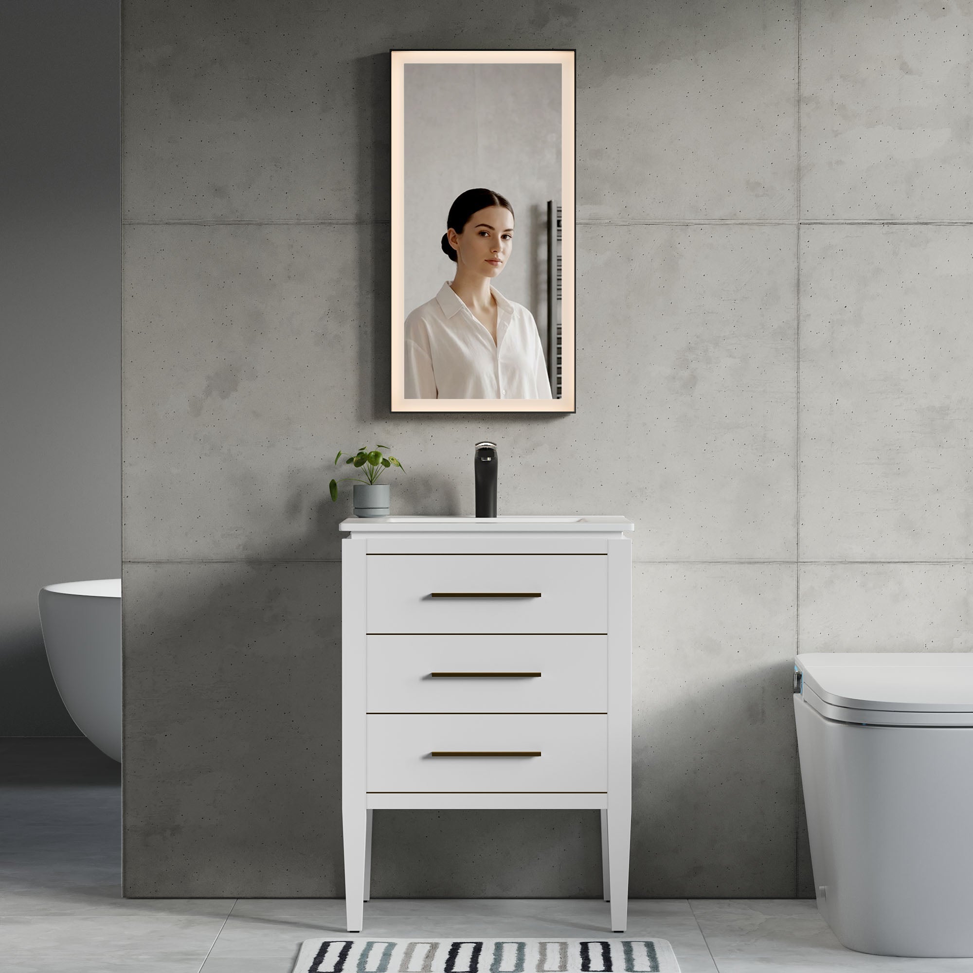 Dowell LED Wall Mirror with Black Aluminum Frame - Bathroom, Living Room, Bedroom, Lobby - 5005 Series
