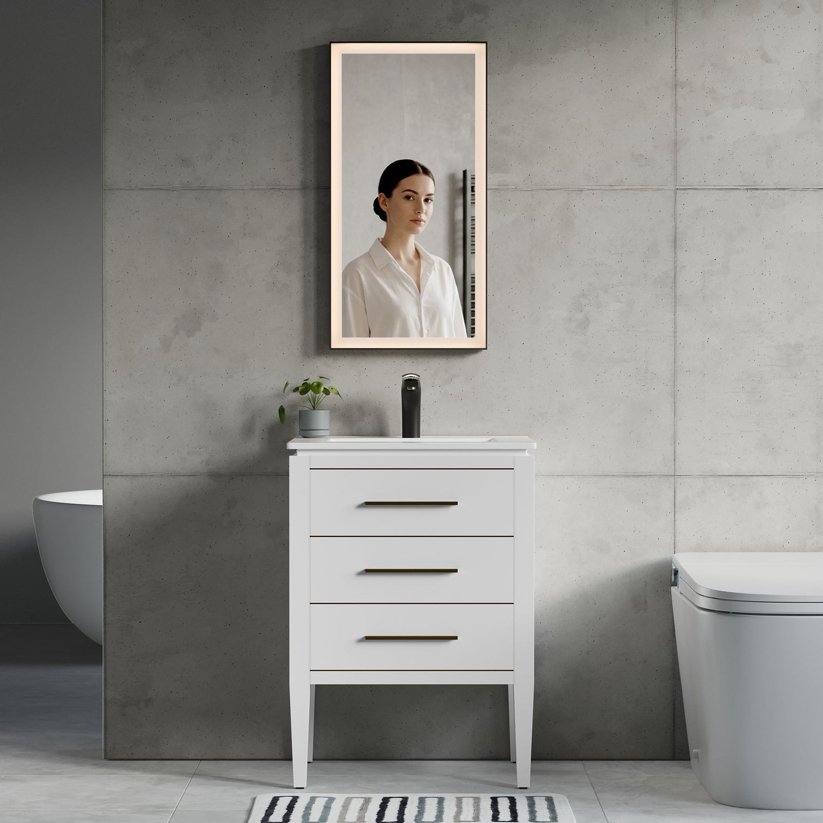 Dowell LED Wall Mirror with Black Aluminum Frame - Bathroom, Living Room, Bedroom, Lobby - 5005 Series