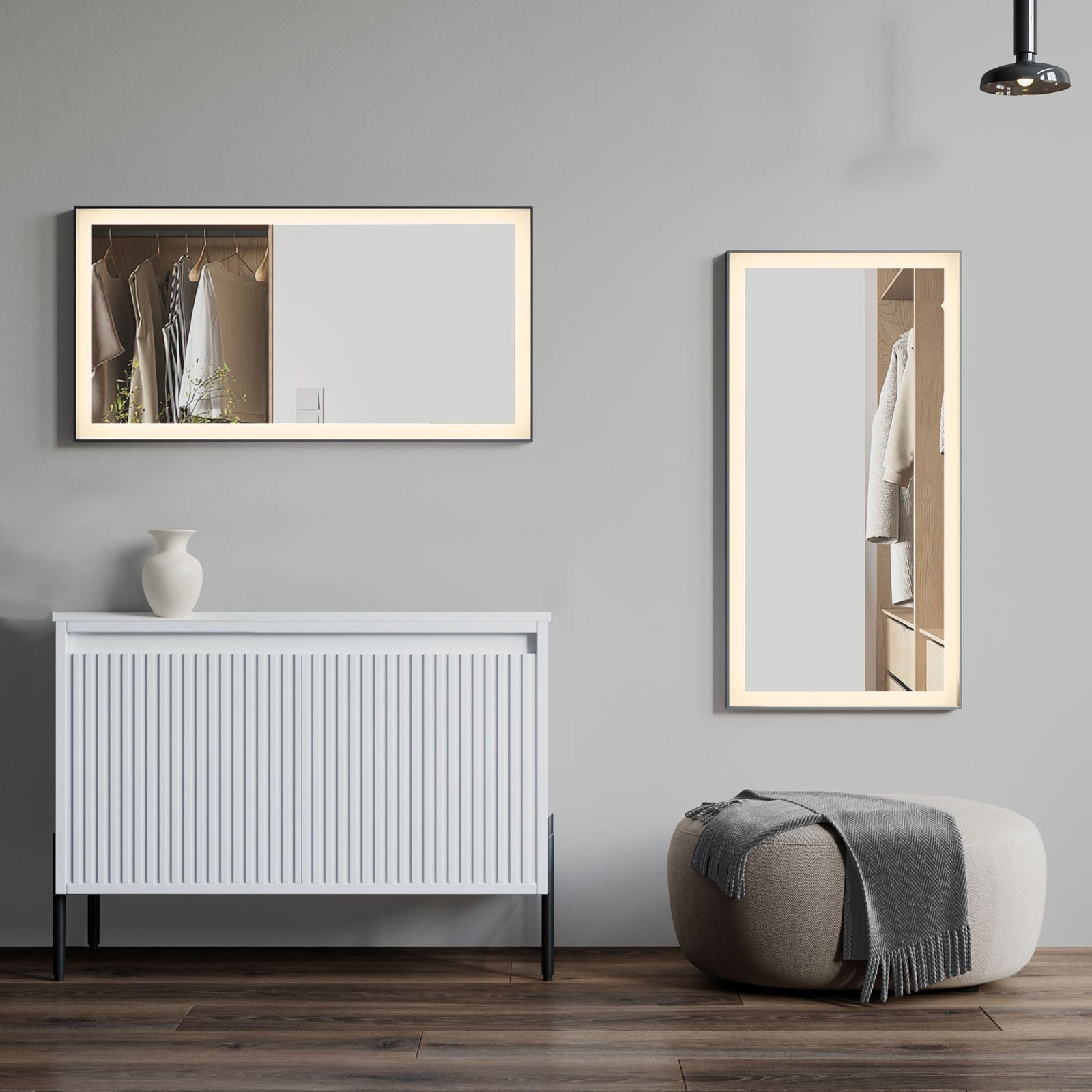 Dowell LED Wall Mirror with Black Aluminum Frame - Bathroom, Living Room, Bedroom, Lobby - 5005 Series