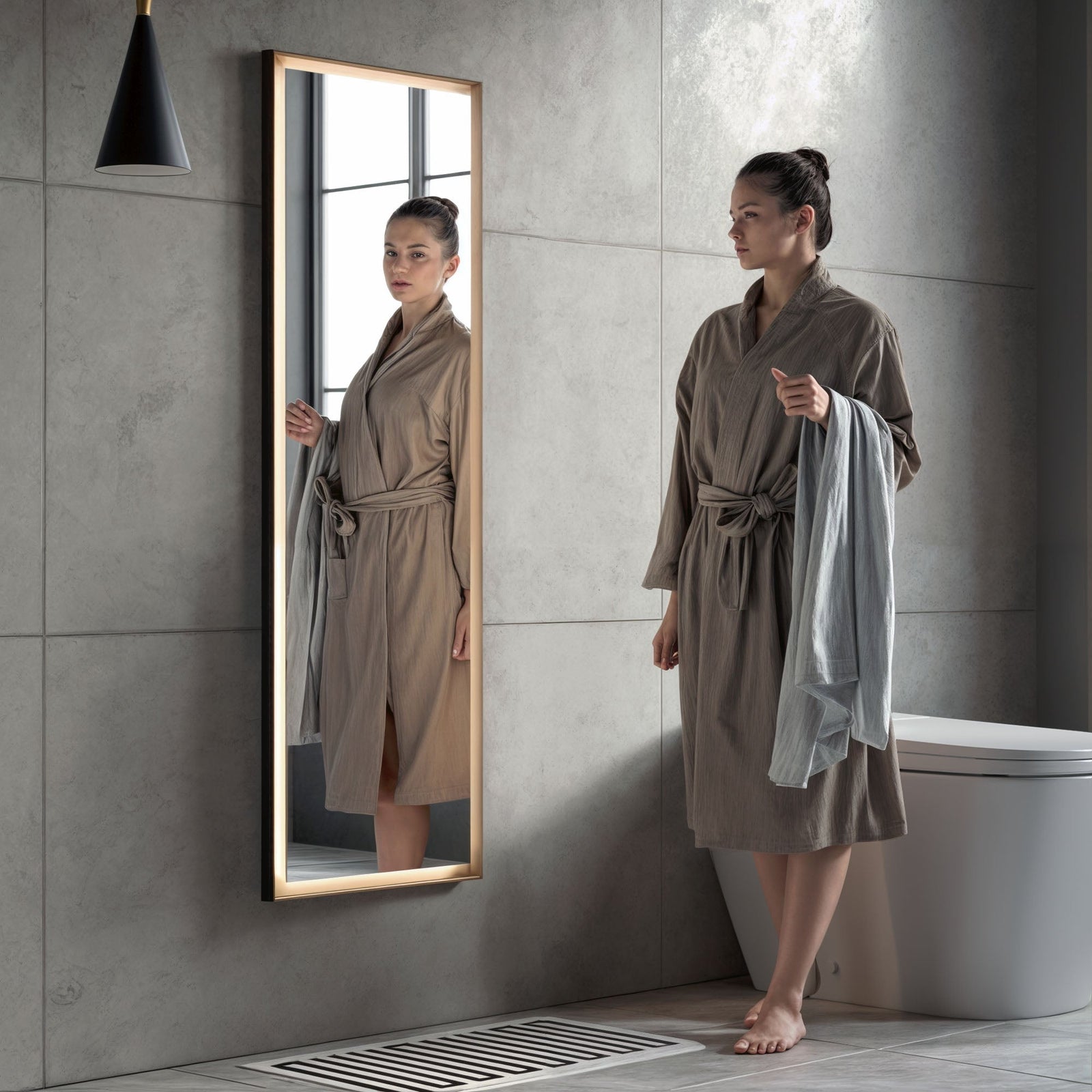 Dowell LED Wall Mirror with Black Aluminum Frame - Bathroom, Living Room, Bedroom, Lobby - 5005 Series