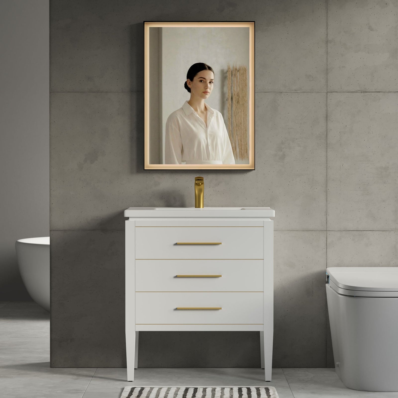 Dowell LED Wall Mirror with Black Aluminum Frame - Bathroom, Living Room, Bedroom, Lobby - 5005 Series
